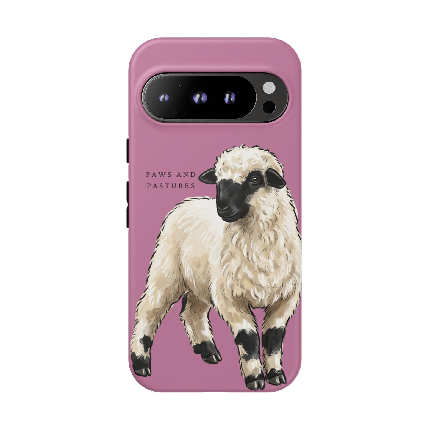 Pink Valais Blacknose Sheep Phone Case – 'Paws and Pastures' Cute Lamb Protective iPhone Cover