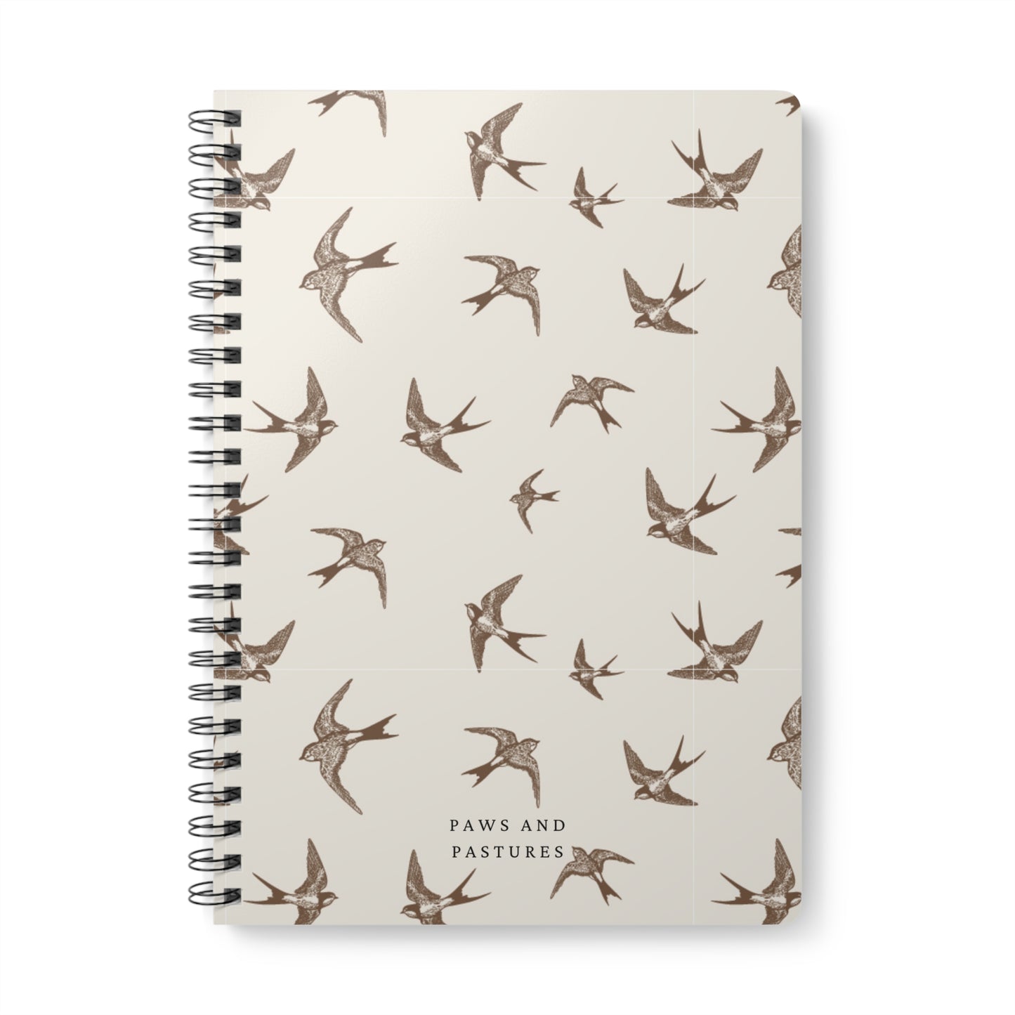 Swallows Pattern A5 Wirobound Notebook — Lined Softcover Journal