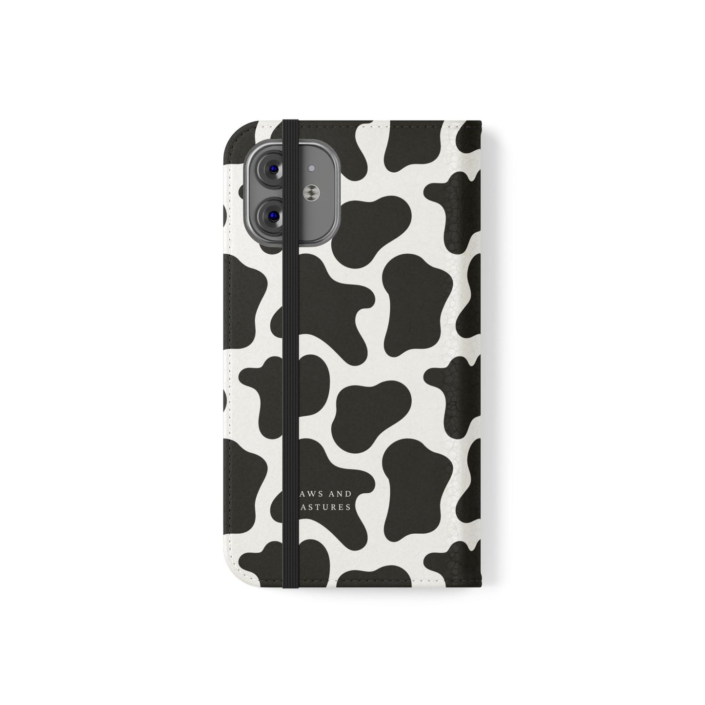 Cow Print Flip Phone Case — Black & White Wallet Flip Case