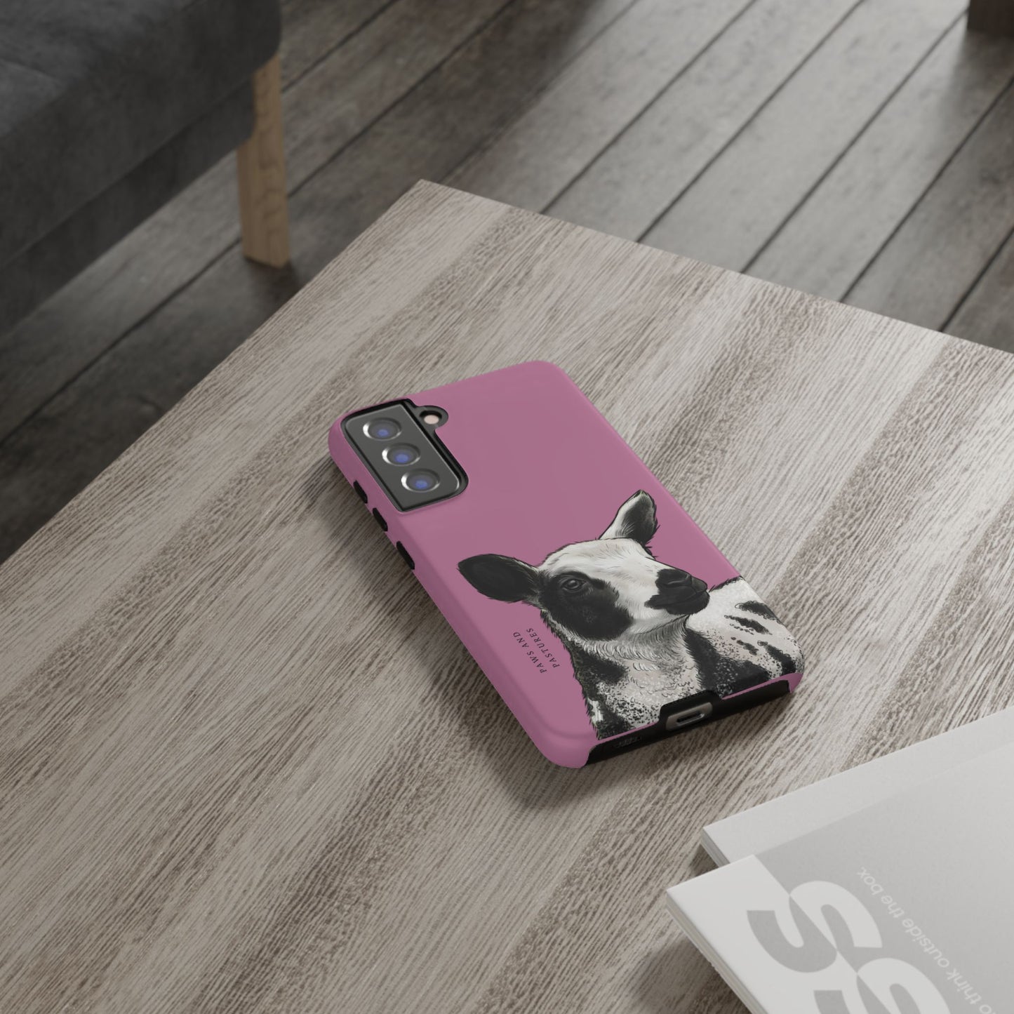 Pink Dutch Spotted Sheep Portrait Phone Case - Black & White Lamb Illustration Protective Cover