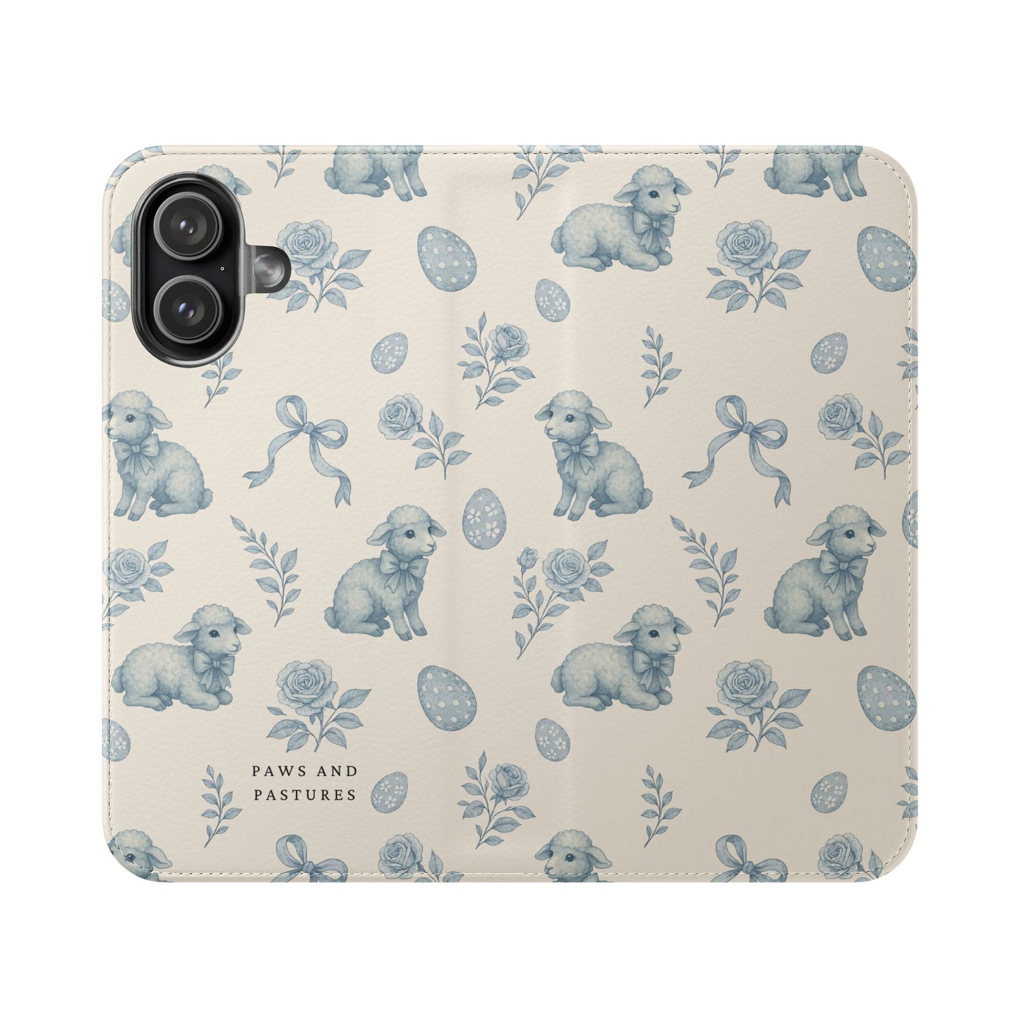 Flip Case — Pastel Blue Easter Lamb Pattern Phone Wallet