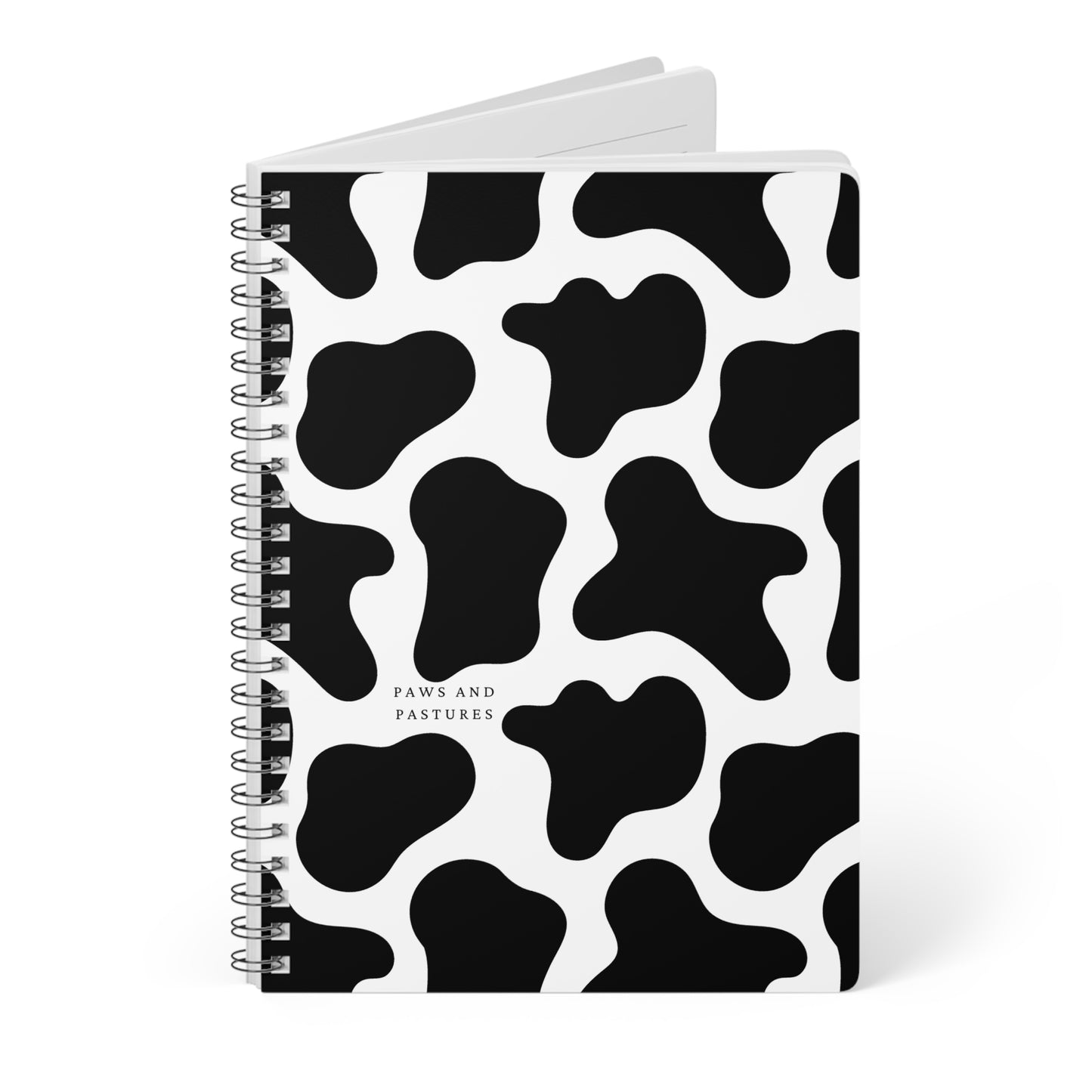 Cow Print A5 Spiral Notebook — Paws and Pastures Lined Journal