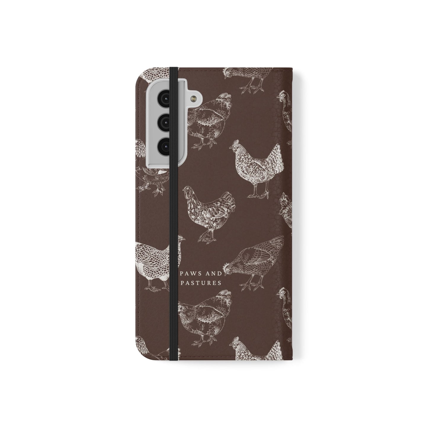 Chicken Pattern Flip Phone Case – Rustic Farmhouse Wallet Cover