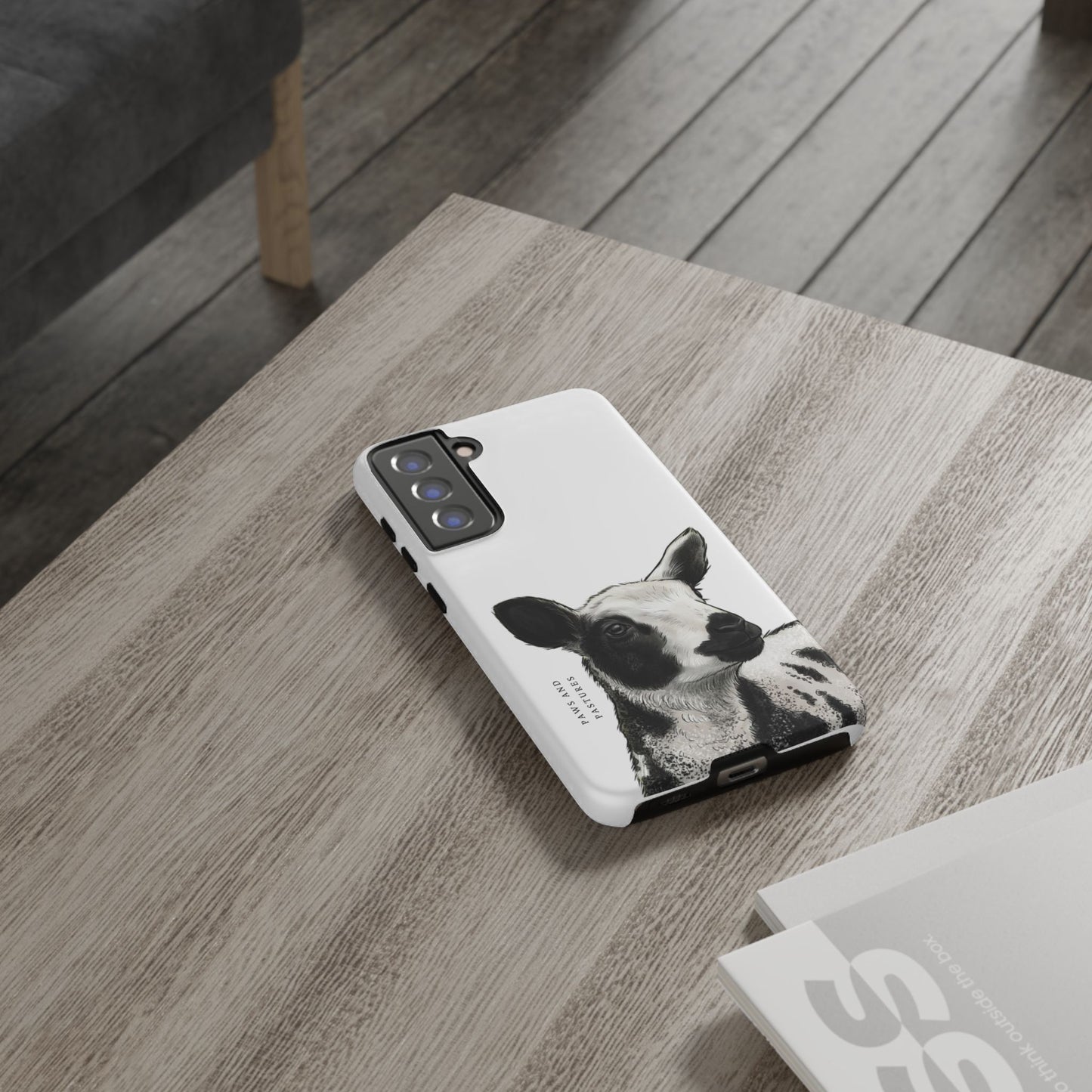 Dutch Spotted Sheep Portrait Phone Case - Black & White Lamb Illustration Protective Cover