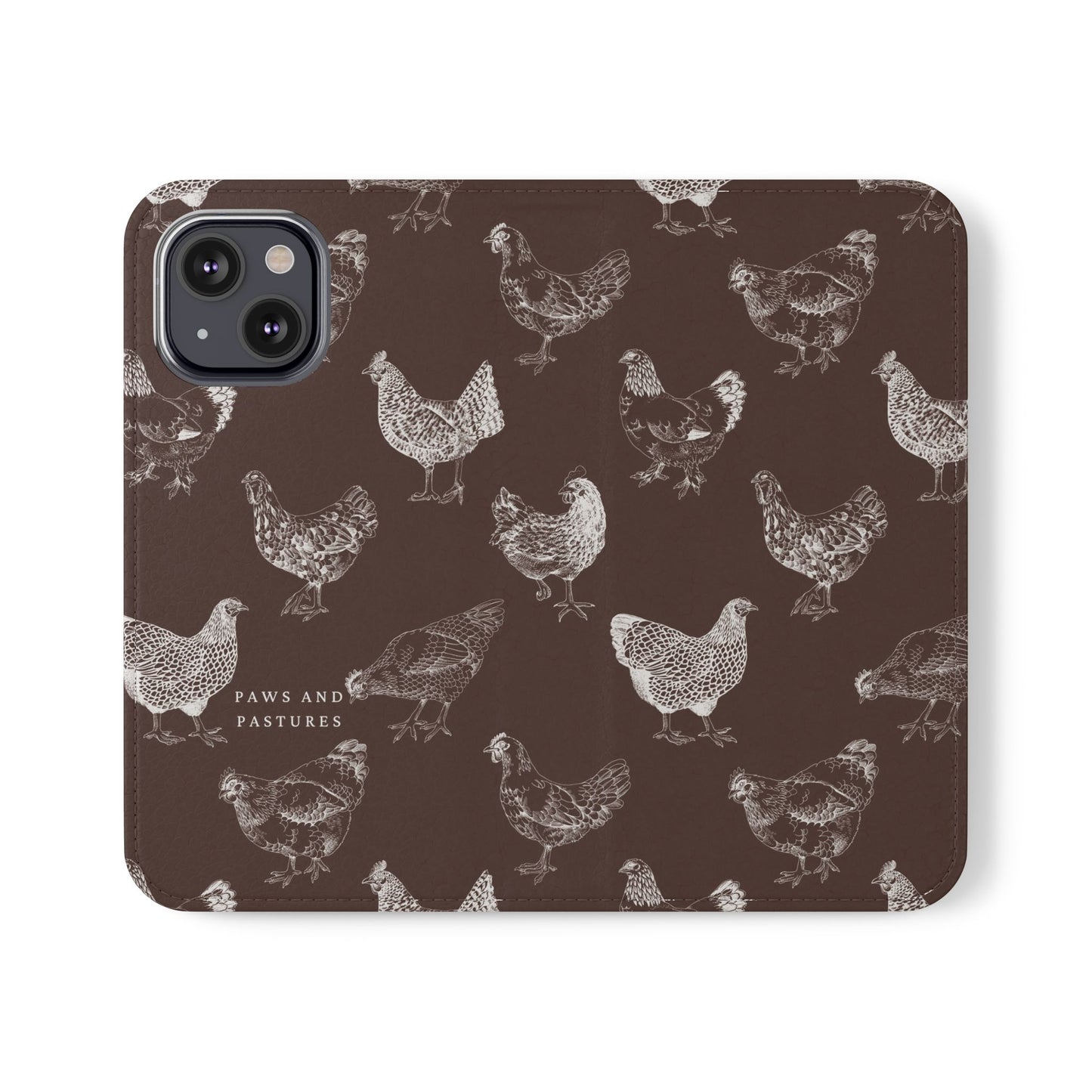 Chicken Pattern Flip Phone Case – Rustic Farmhouse Wallet Cover
