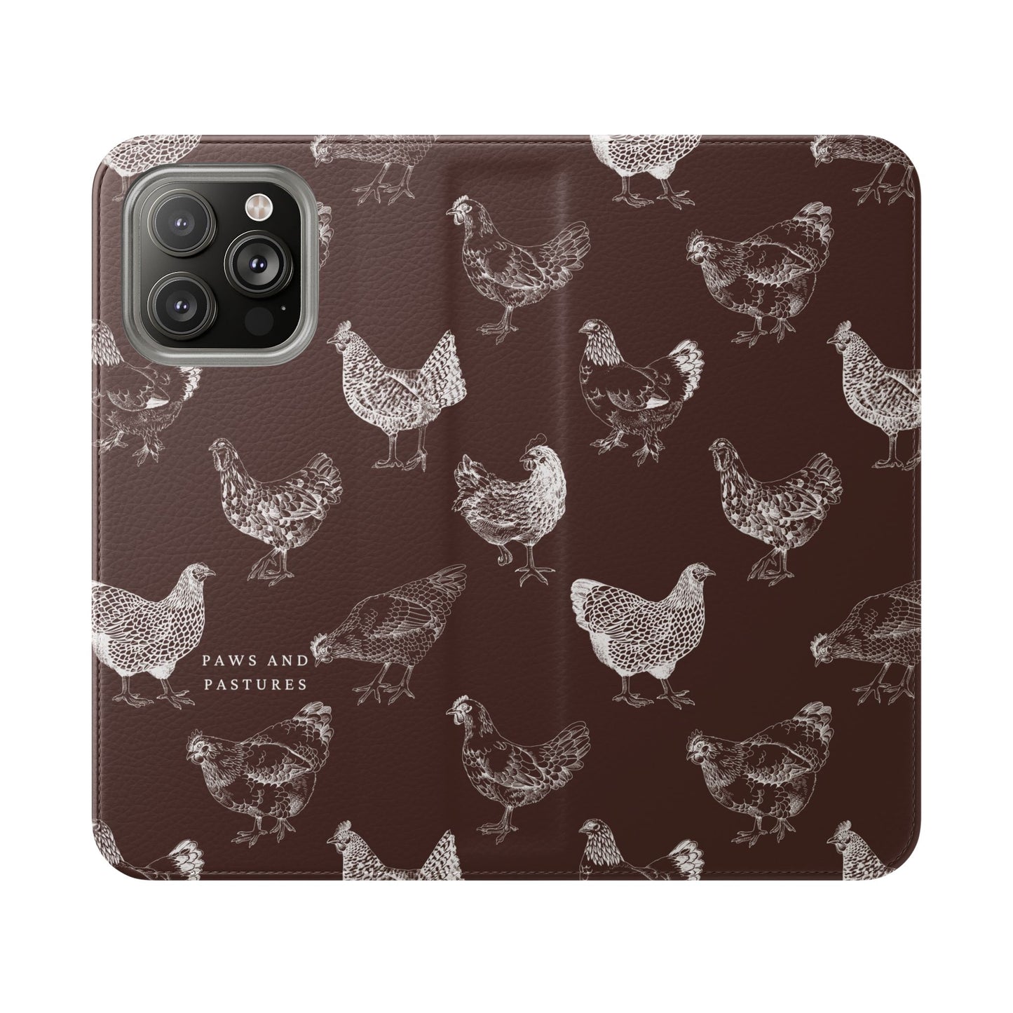 Chicken Pattern Flip Phone Case – Rustic Farmhouse Wallet Cover