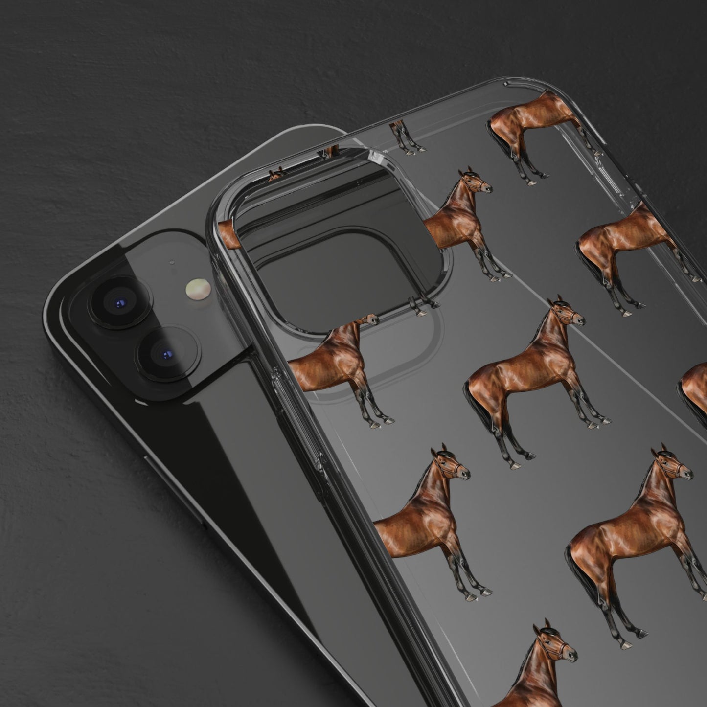 Horse Pattern Clear iPhone Case