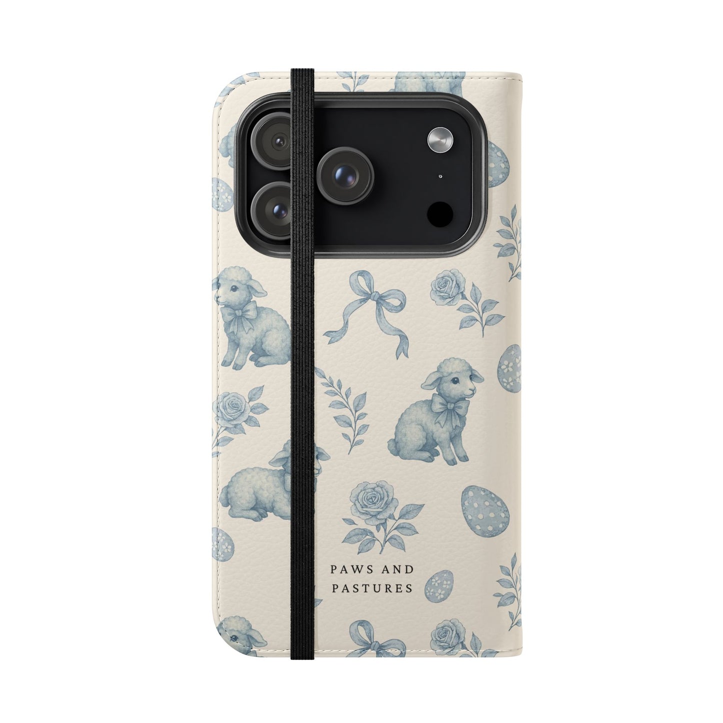 Flip Case — Pastel Blue Easter Lamb Pattern Phone Wallet