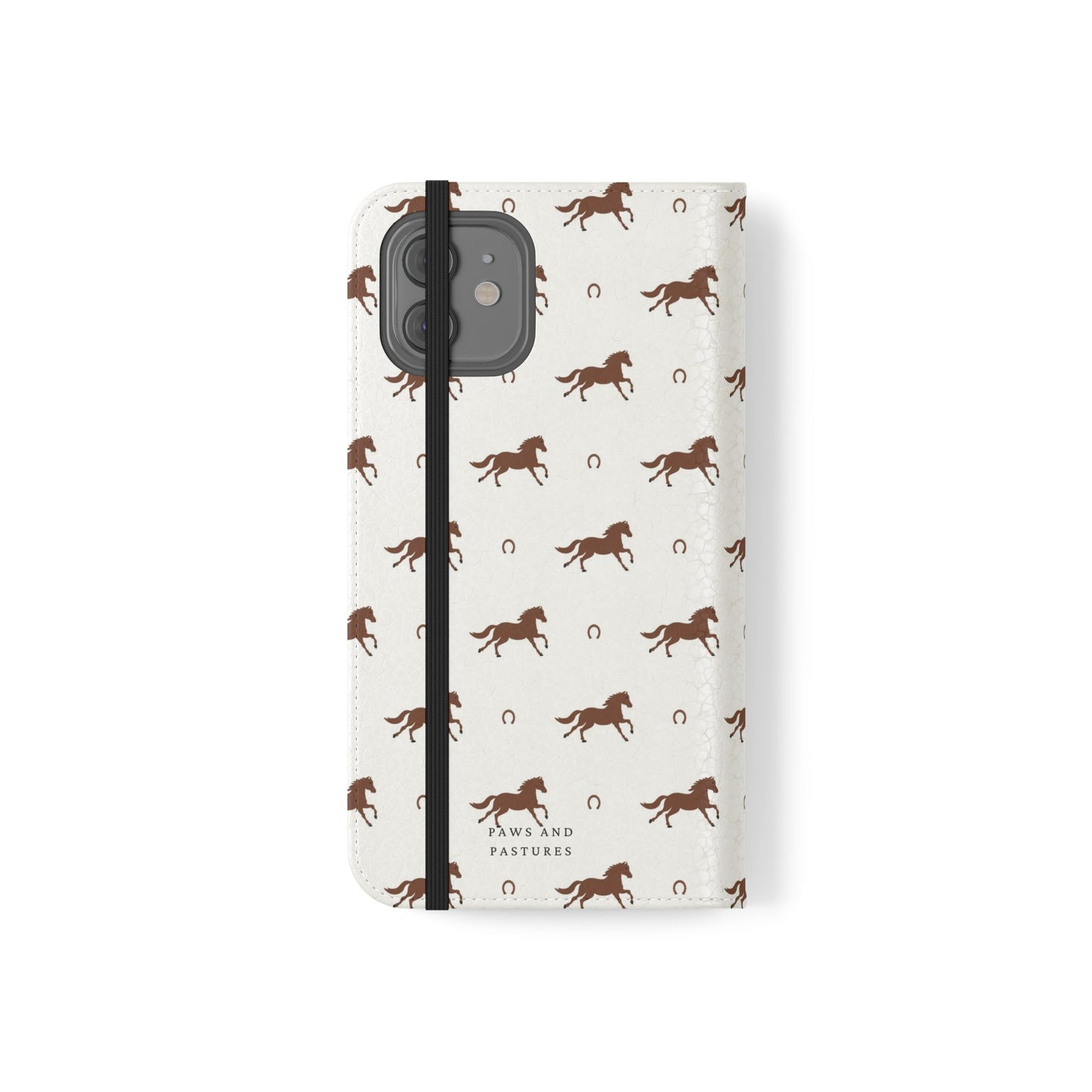 Horse Pattern Flip Case — Leather Wallet Phone Cover with Galloping Horses