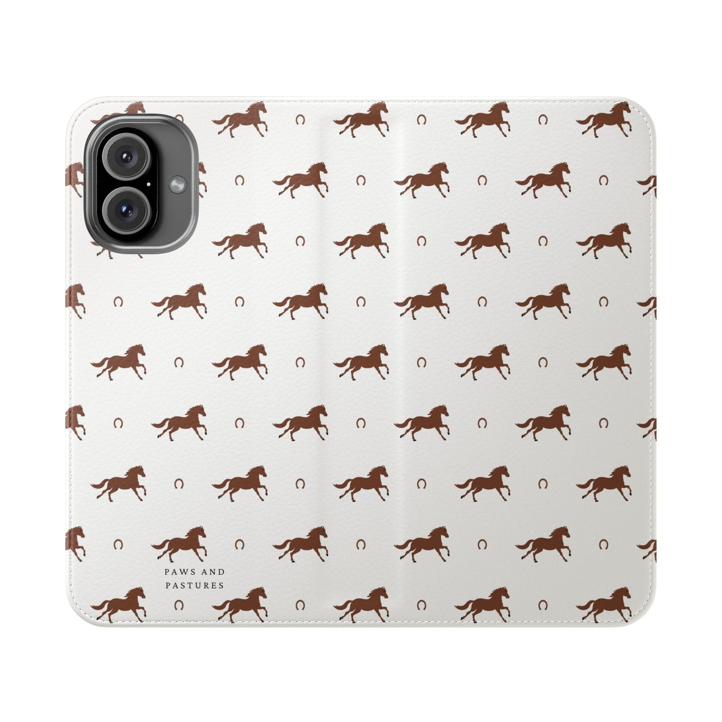 Horse Pattern Flip Case — Leather Wallet Phone Cover with Galloping Horses