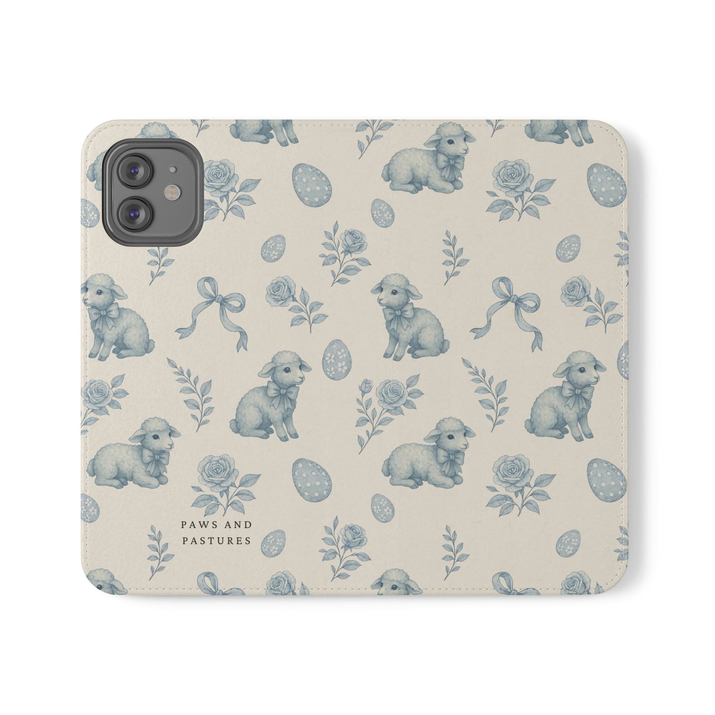 Flip Case — Pastel Blue Easter Lamb Pattern Phone Wallet