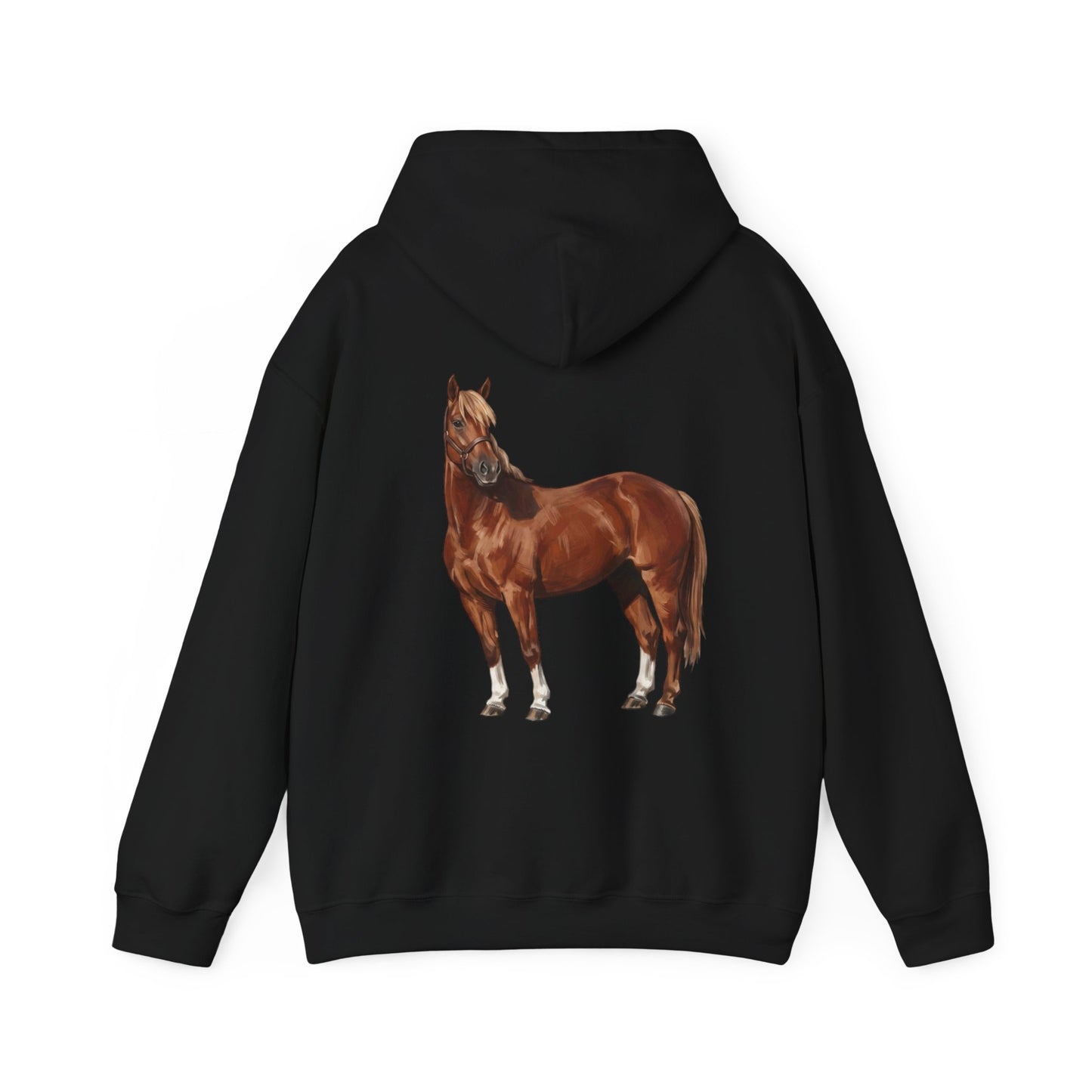 Horse Graphic Hoodie – Realistic Chestnut Stallion Back Print