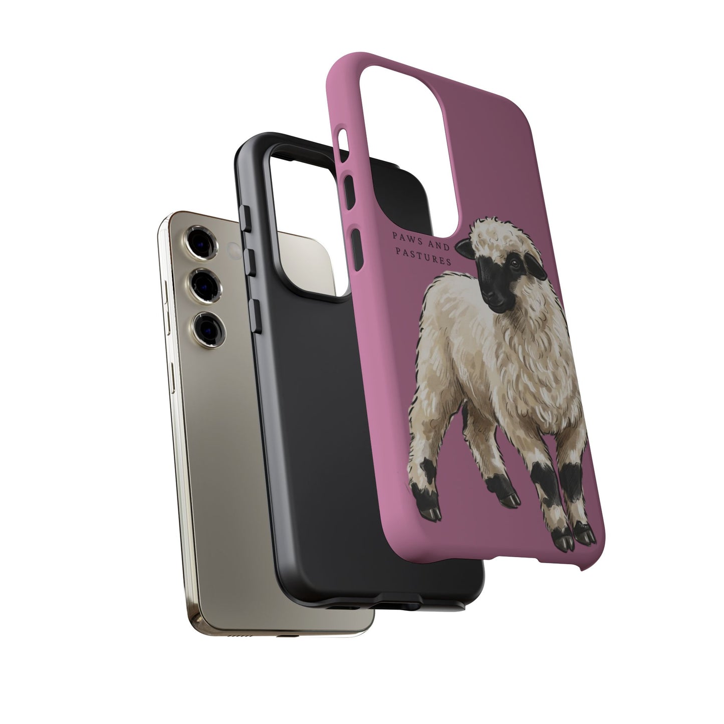 Pink Valais Blacknose Sheep Phone Case – 'Paws and Pastures' Cute Lamb Protective iPhone Cover