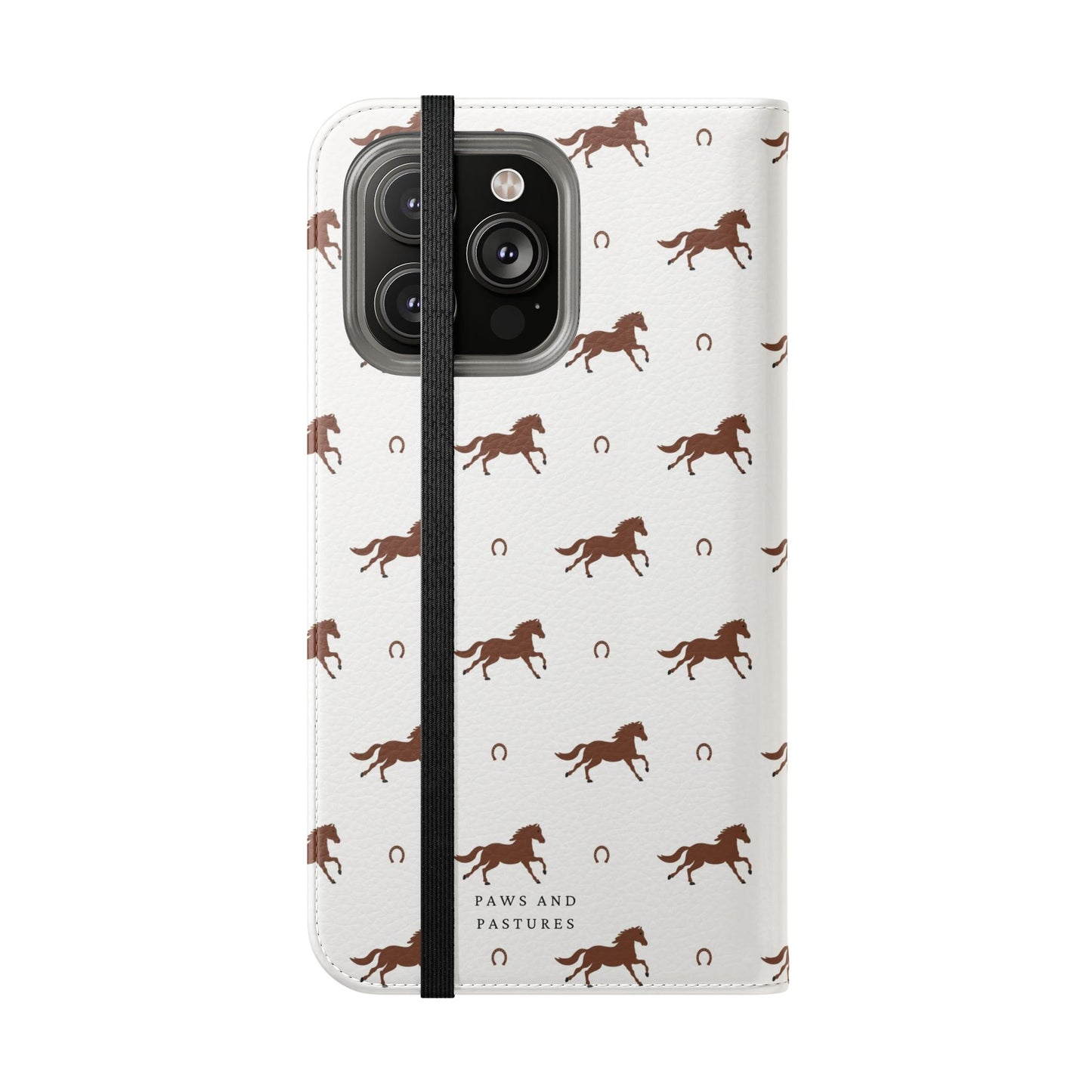 Horse Pattern Flip Case — Leather Wallet Phone Cover with Galloping Horses