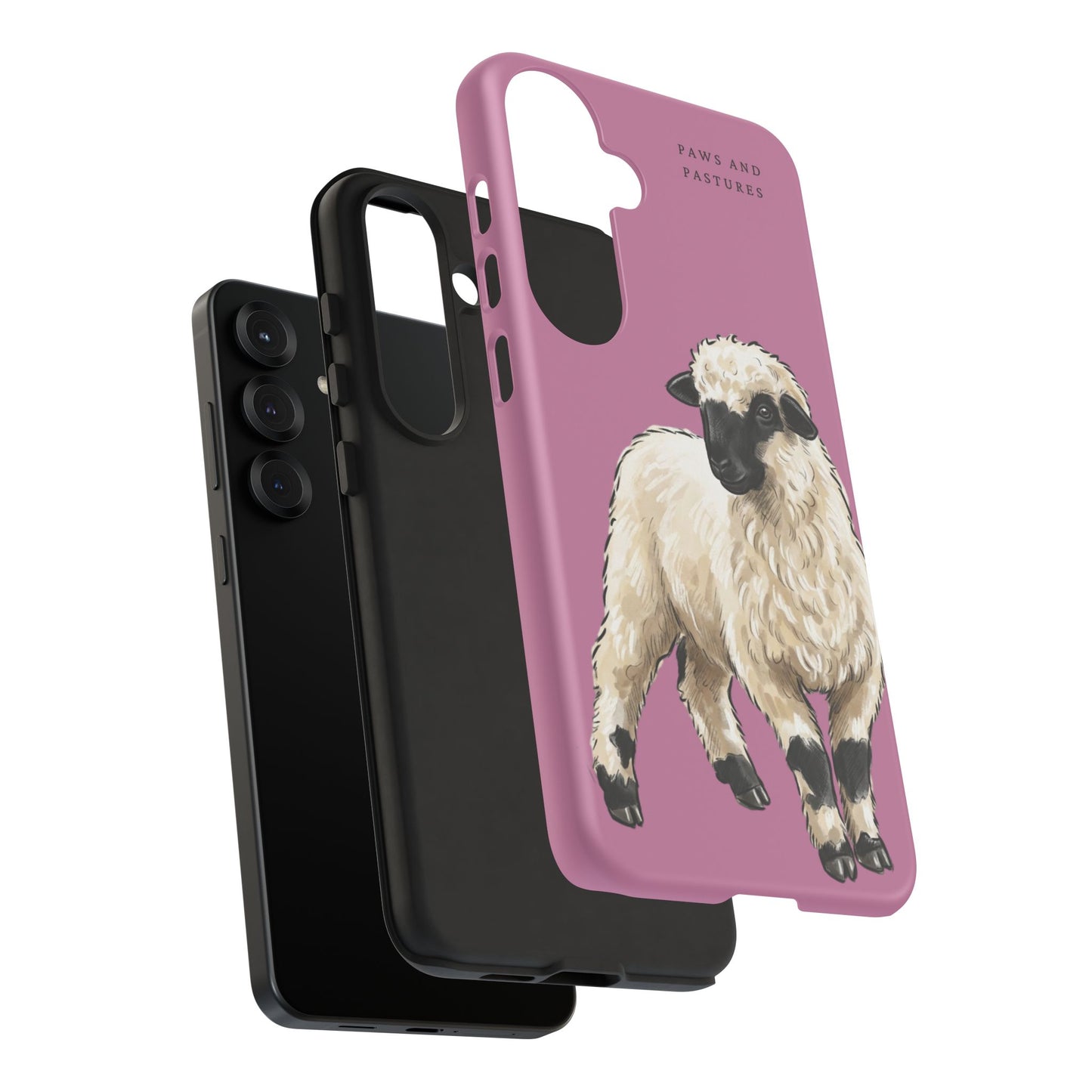 Pink Valais Blacknose Sheep Phone Case – 'Paws and Pastures' Cute Lamb Protective iPhone Cover