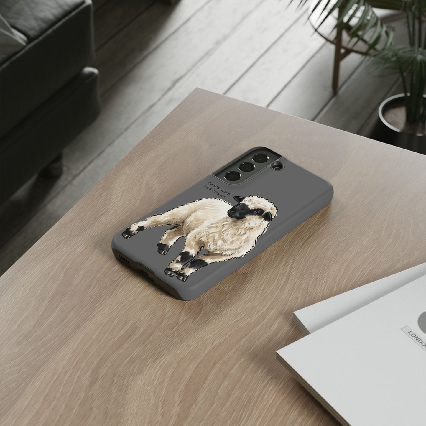 Grey Valais Blacknose Sheep Phone Case – 'Paws and Pastures' Cute Lamb Protective iPhone Cover