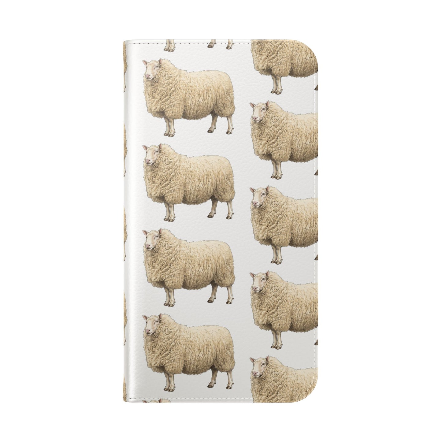 Cheviot Sheep Pattern Flip Phone Case – Cute Pastoral Wallet Cover with Card Slots