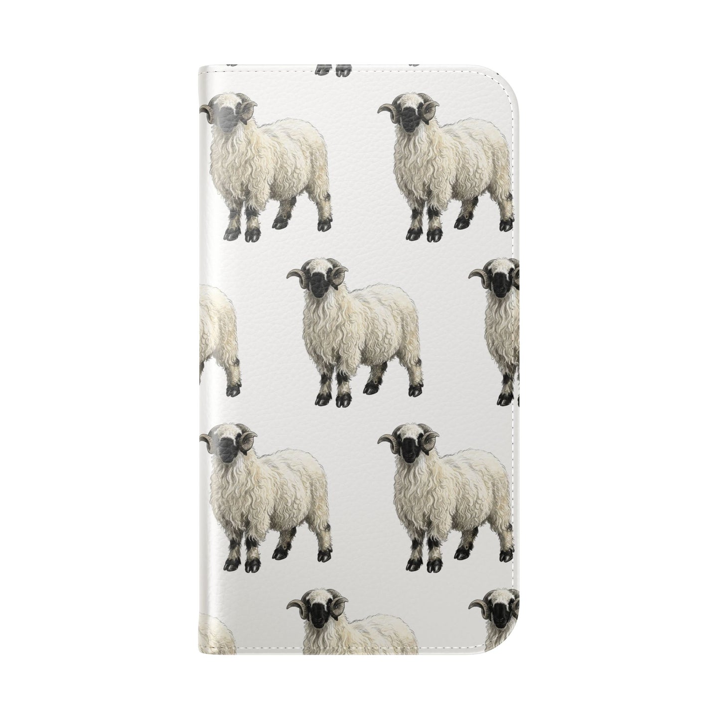 Valais Blacknose Sheep Pattern Flip Phone Case – Cute Farm Animal Wallet Cover
