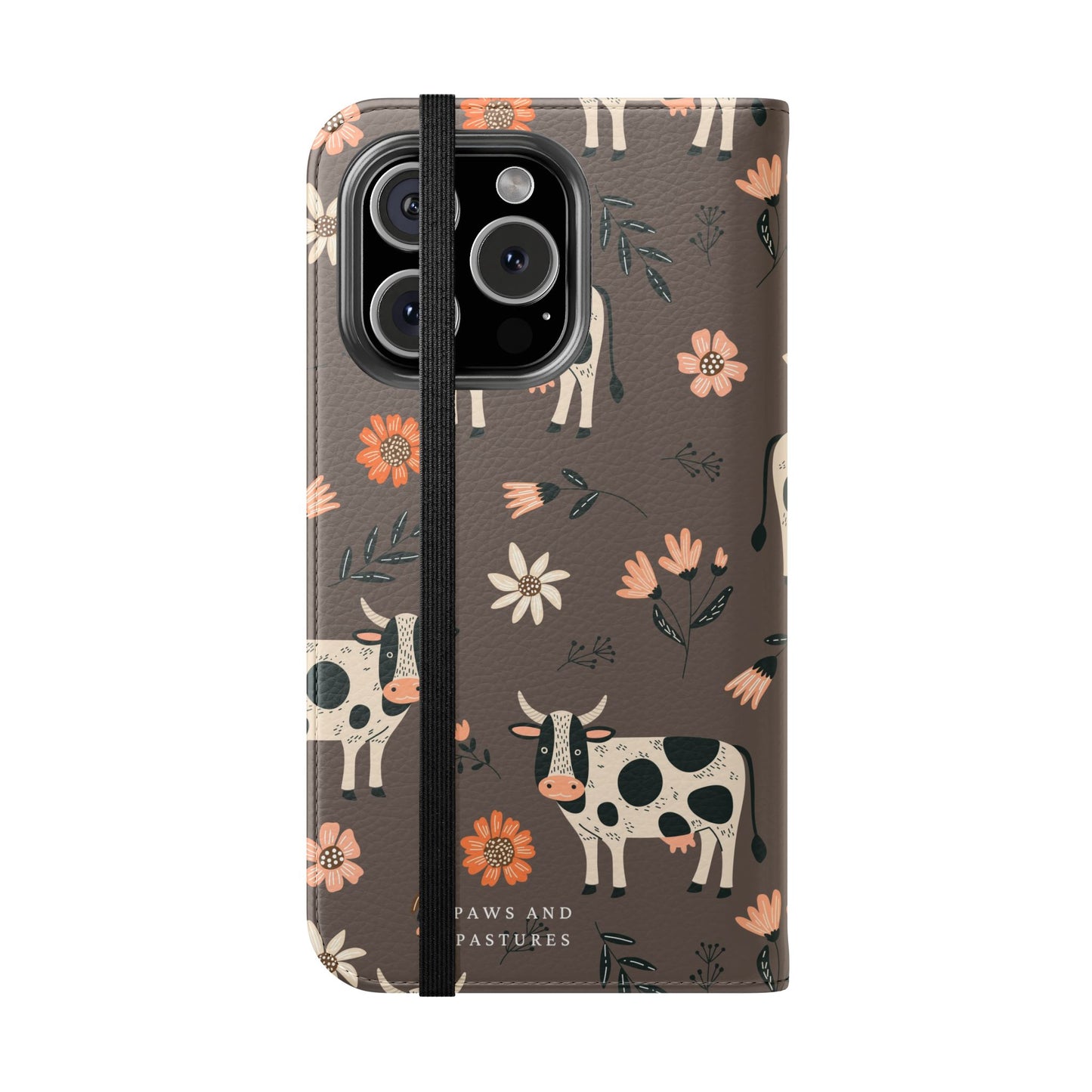 Cow Floral Flip Phone Case – Folklore Farm Pattern Wallet Case