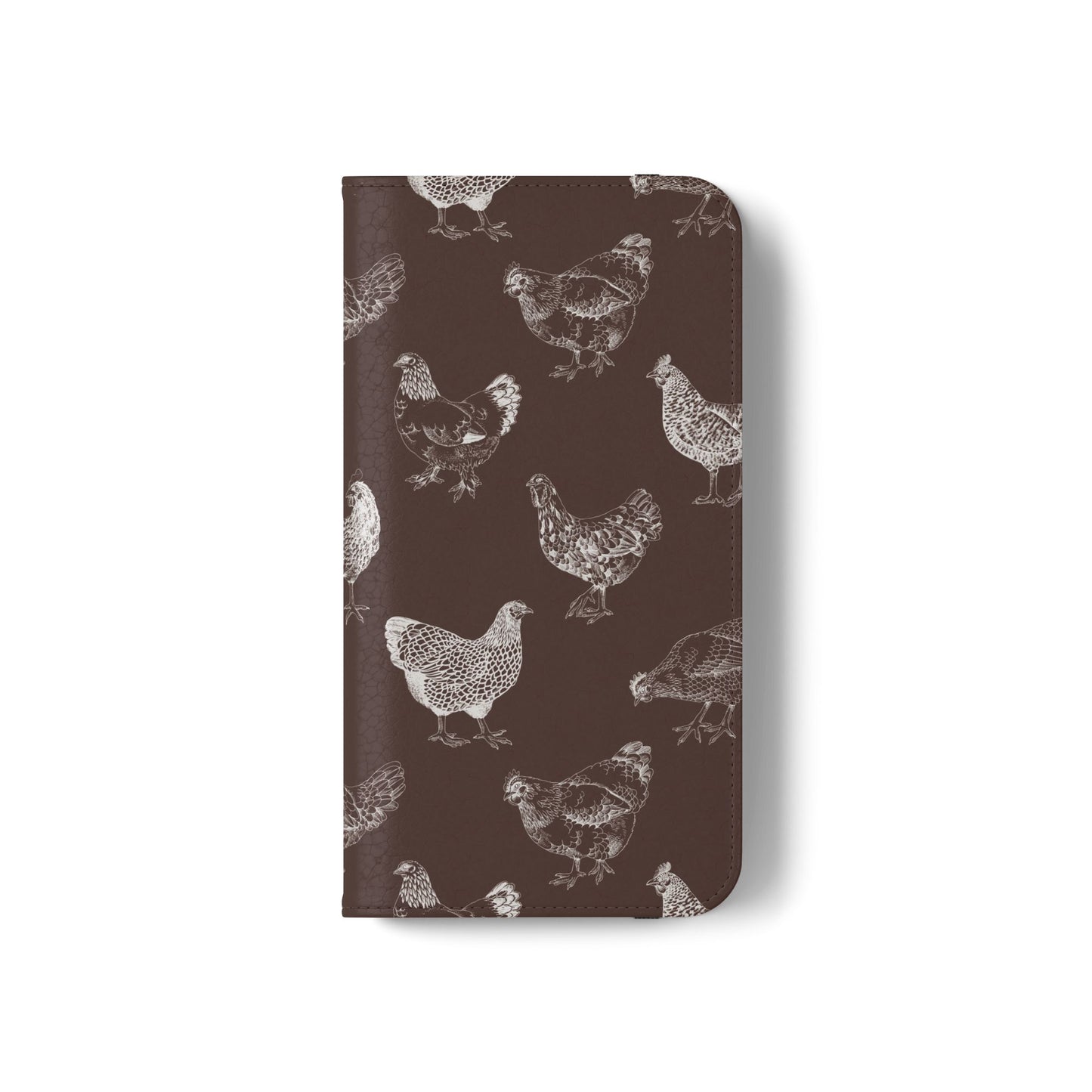 Chicken Pattern Flip Phone Case – Rustic Farmhouse Wallet Cover