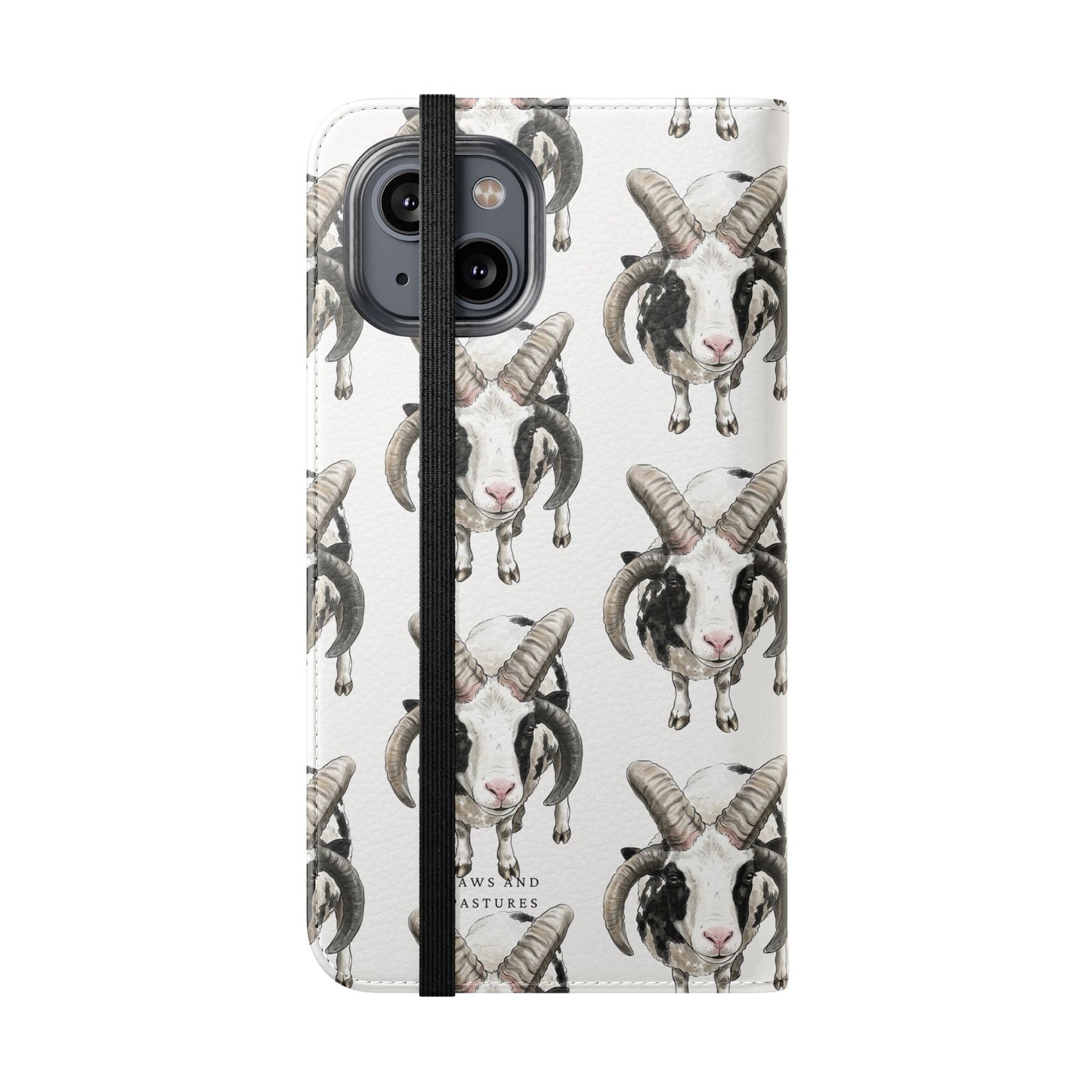 Jacob Sheep Pattern Flip Phone Case — Cute Farm Animal Wallet Cover