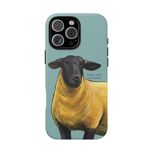 Teal Suffolk Sheep Illustration Pink Tough Phone Case