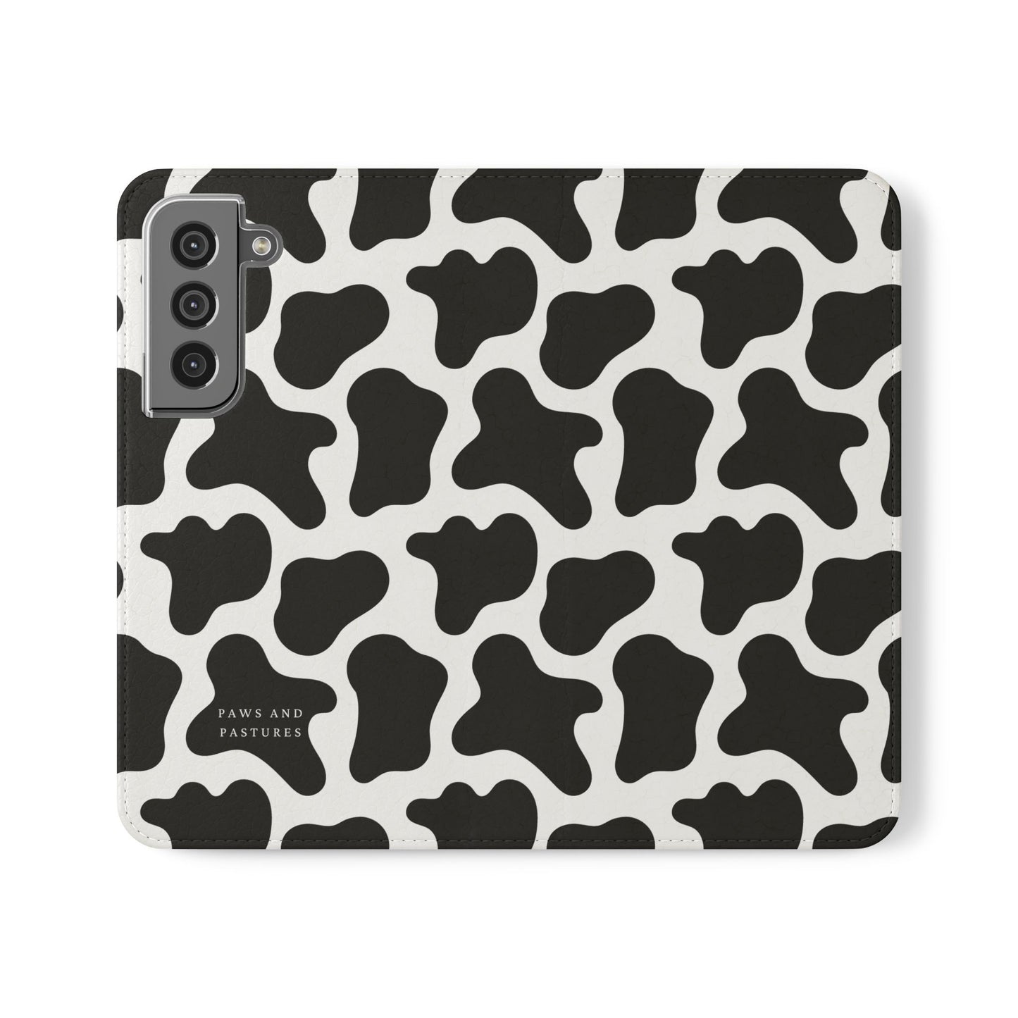 Cow Print Flip Phone Case — Black & White Wallet Flip Case