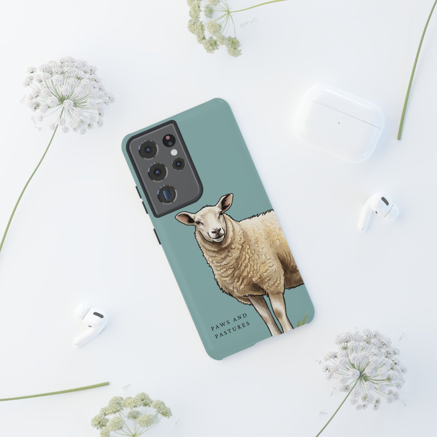 Teal Sheep Illustration Tough Phone Case