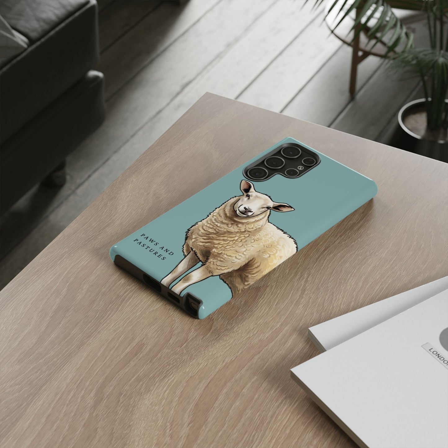 Teal Sheep Illustration Tough Phone Case