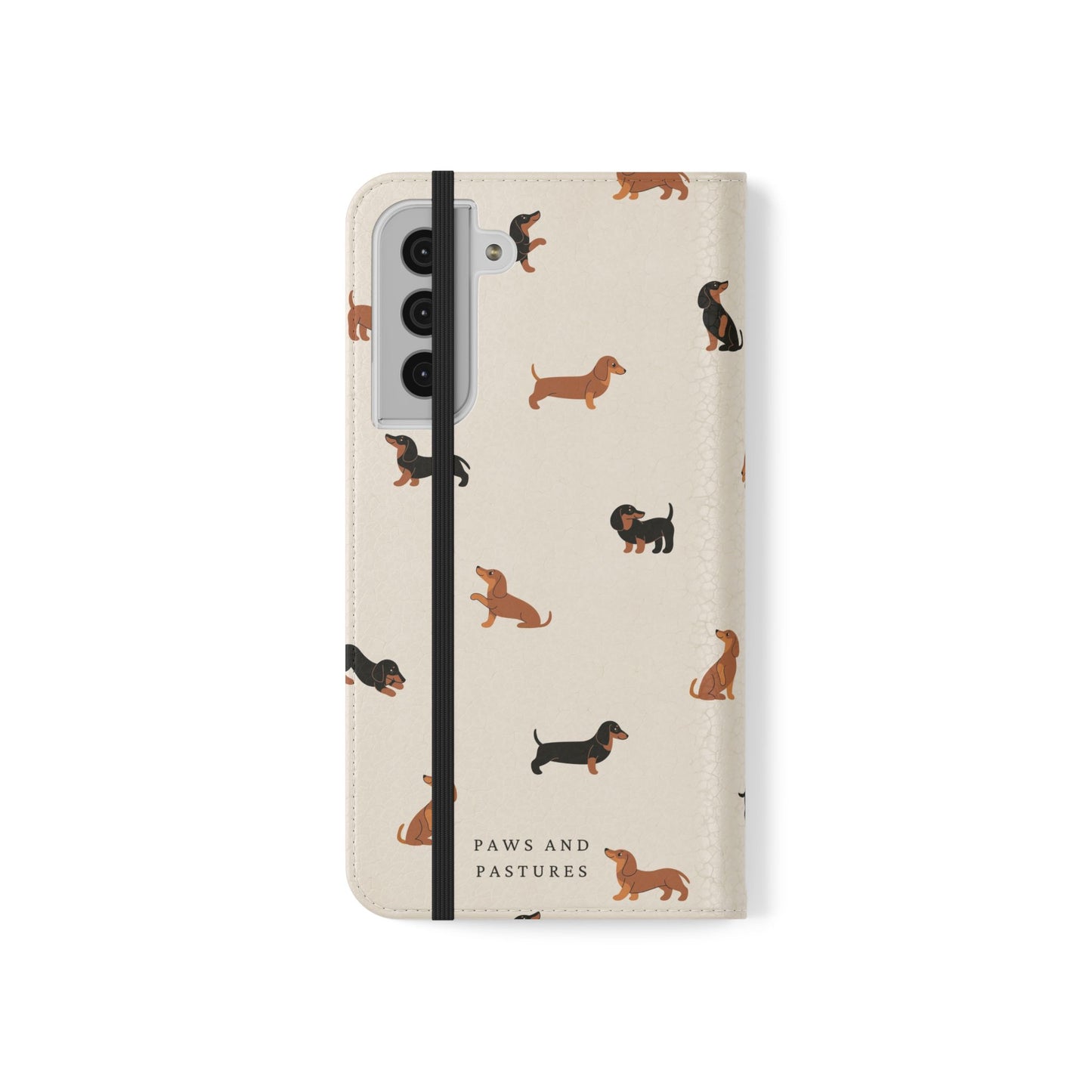 Dachshund Pattern Flip Phone Case — Wallet Folio with Card Slots