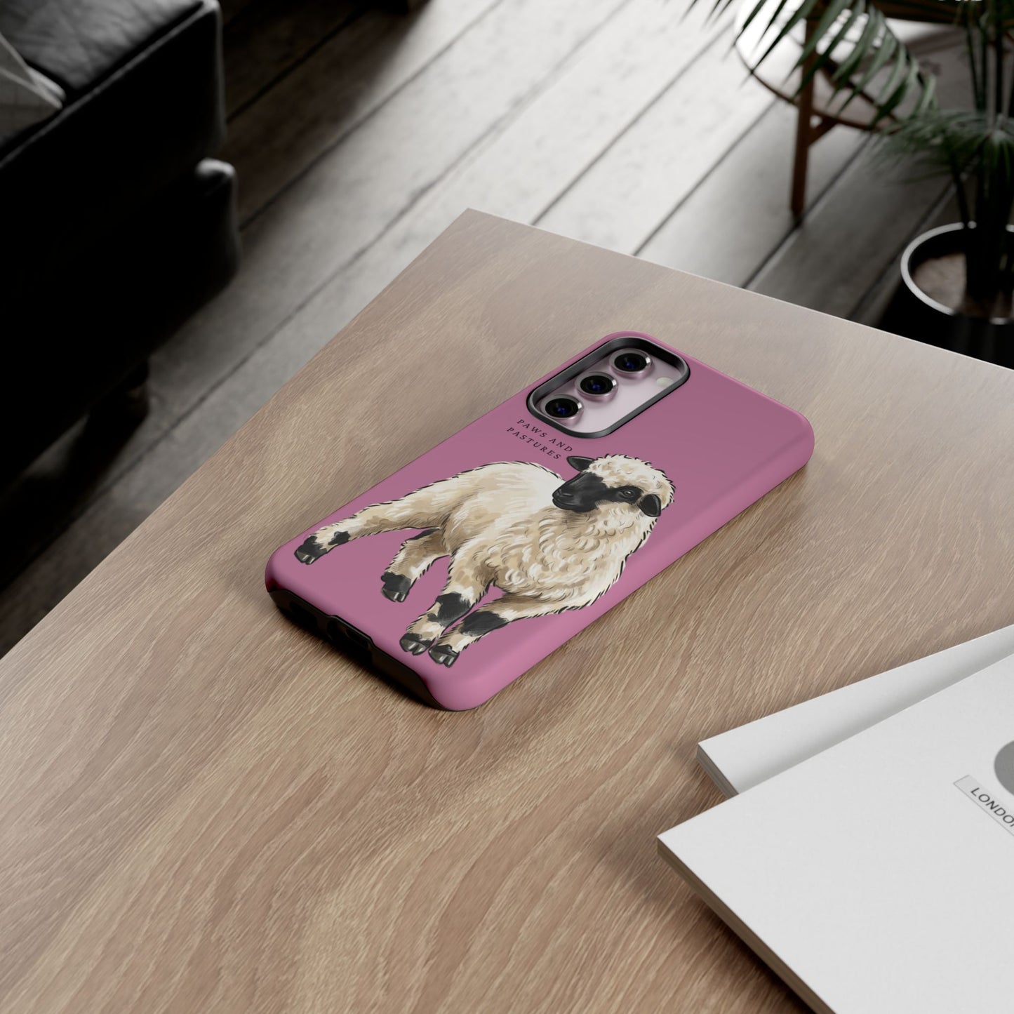 Pink Valais Blacknose Sheep Phone Case – 'Paws and Pastures' Cute Lamb Protective iPhone Cover
