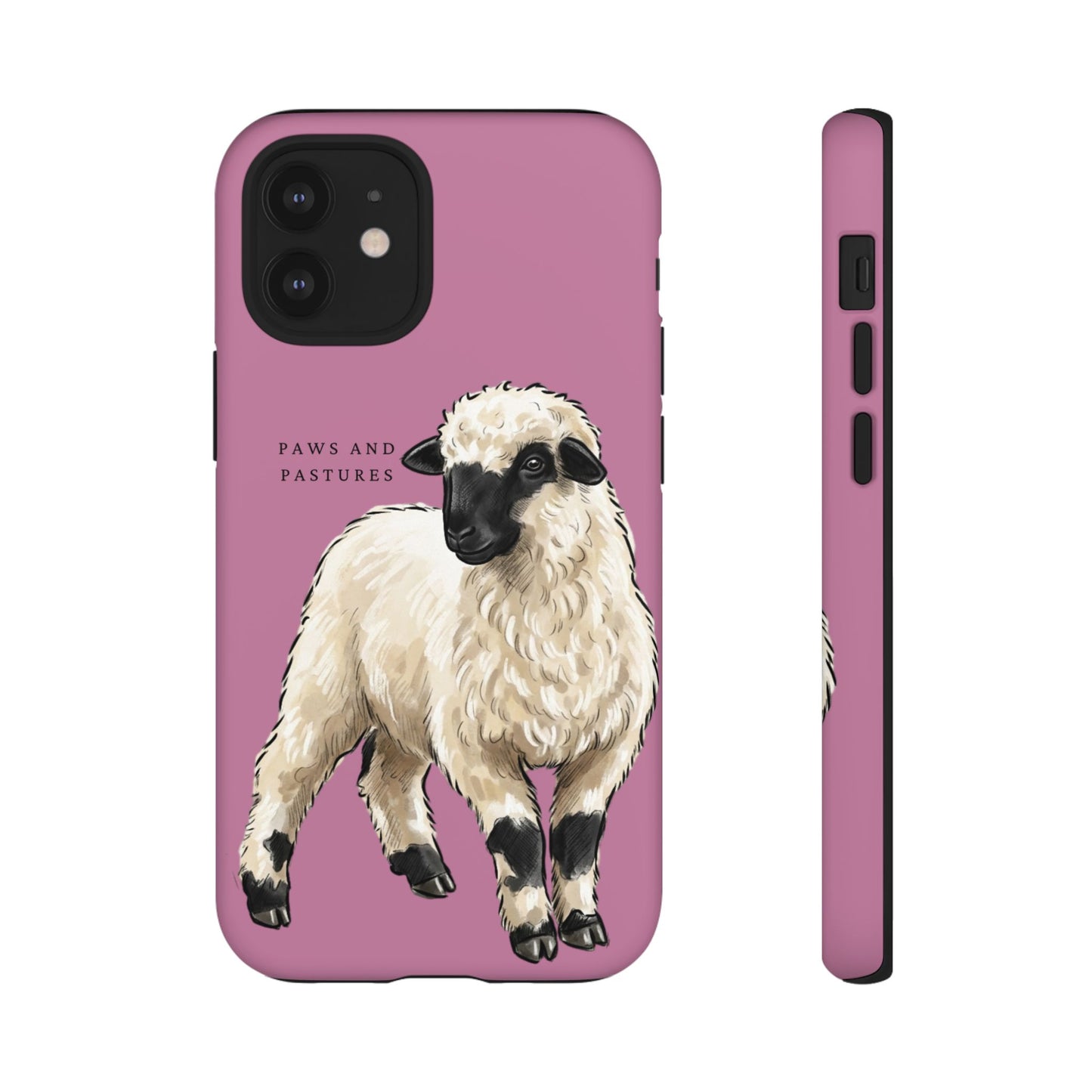 Pink Valais Blacknose Sheep Phone Case – 'Paws and Pastures' Cute Lamb Protective iPhone Cover