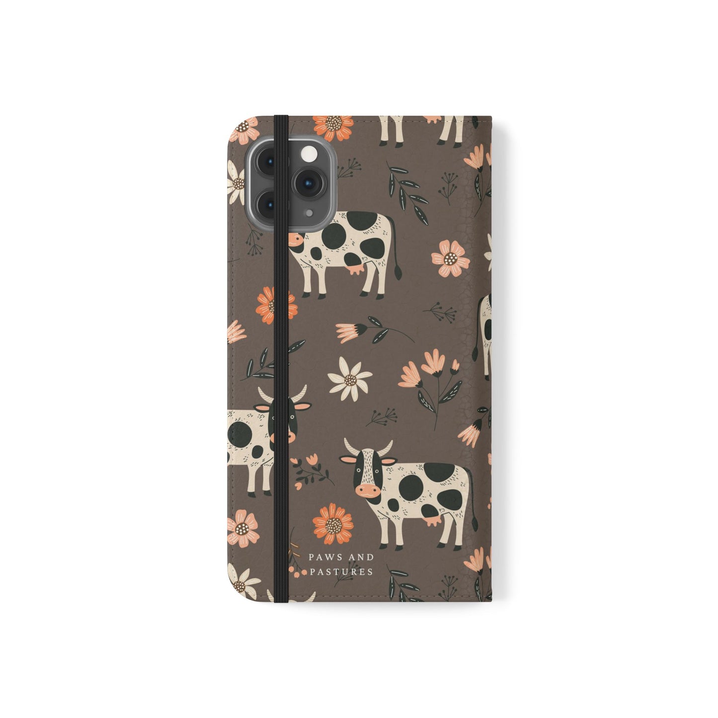 Cow Floral Flip Phone Case – Folklore Farm Pattern Wallet Case