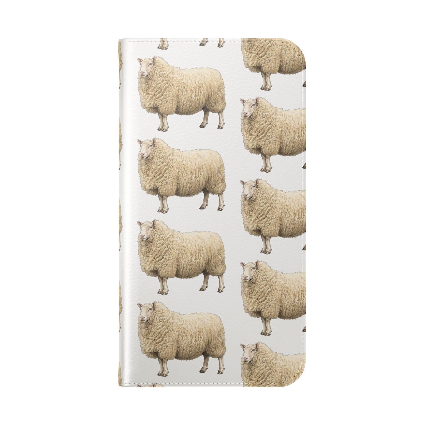 Cheviot Sheep Pattern Flip Phone Case – Cute Pastoral Wallet Cover with Card Slots