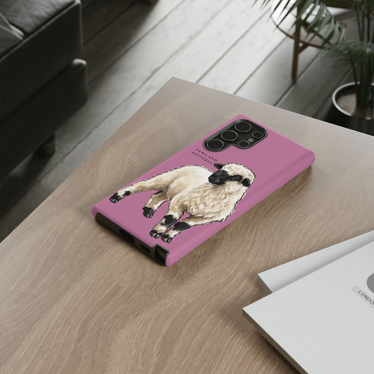 Pink Valais Blacknose Sheep Phone Case – 'Paws and Pastures' Cute Lamb Protective iPhone Cover