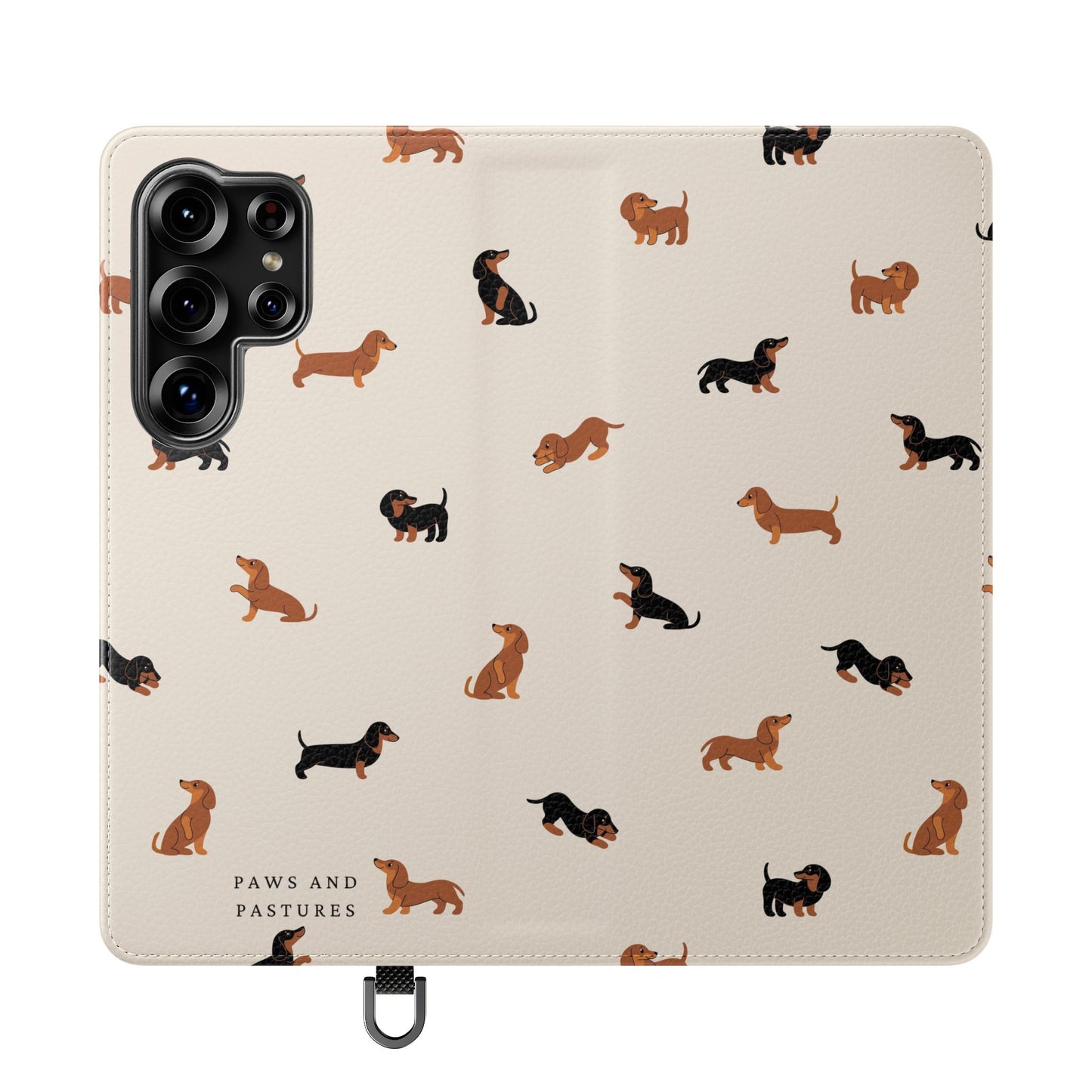 Dachshund Pattern Flip Phone Case — Wallet Folio with Card Slots