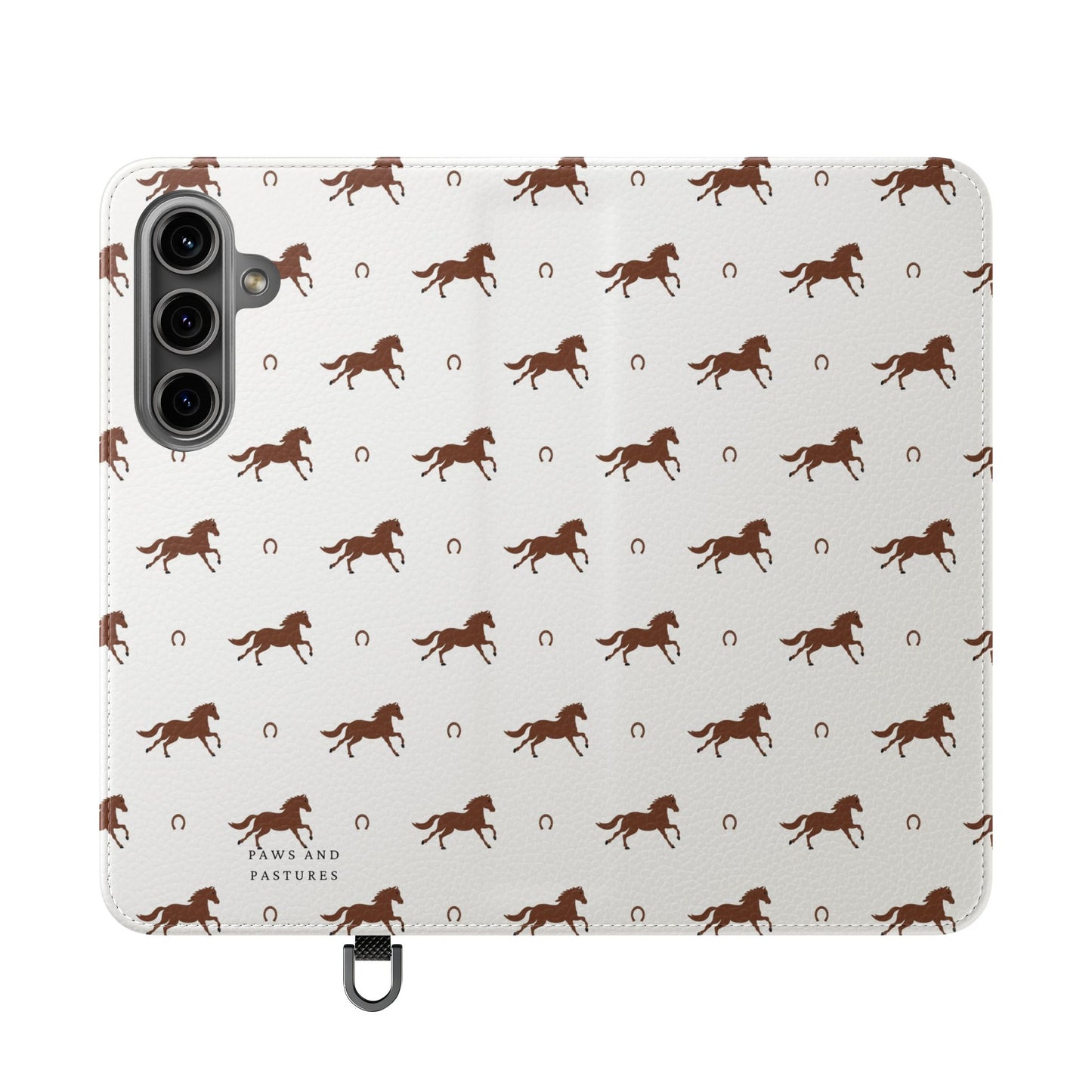 Horse Pattern Flip Case — Leather Wallet Phone Cover with Galloping Horses