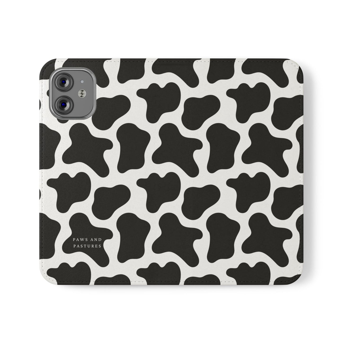 Cow Print Flip Phone Case — Black & White Wallet Flip Case