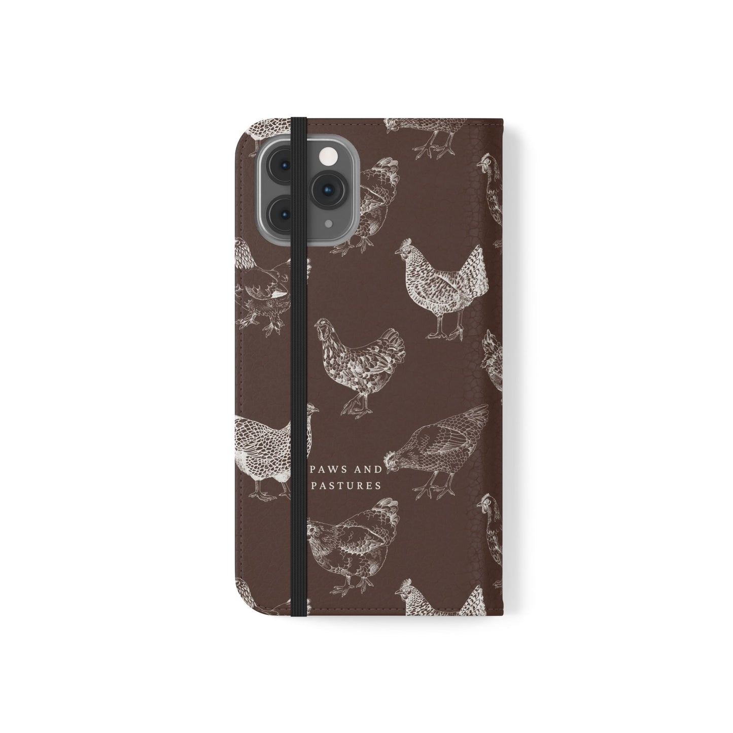 Chicken Pattern Flip Phone Case – Rustic Farmhouse Wallet Cover