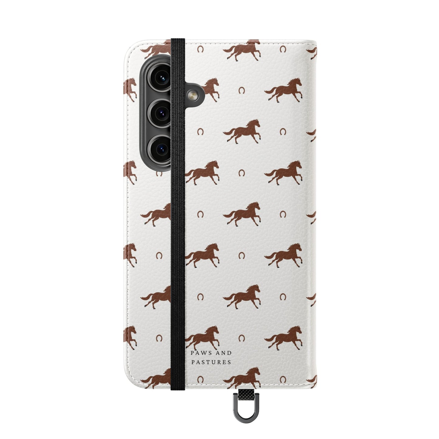 Horse Pattern Flip Case — Leather Wallet Phone Cover with Galloping Horses