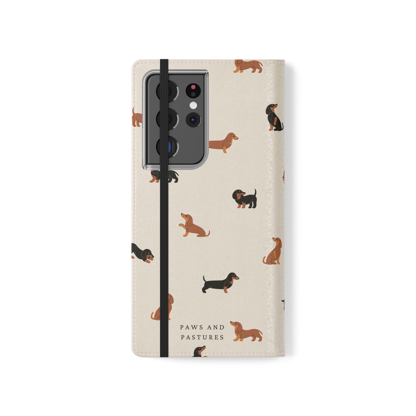 Dachshund Pattern Flip Phone Case — Wallet Folio with Card Slots