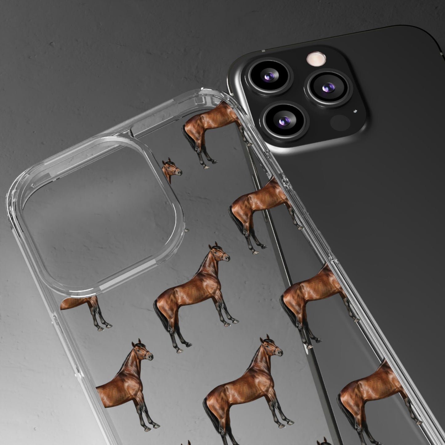 Horse Pattern Clear iPhone Case