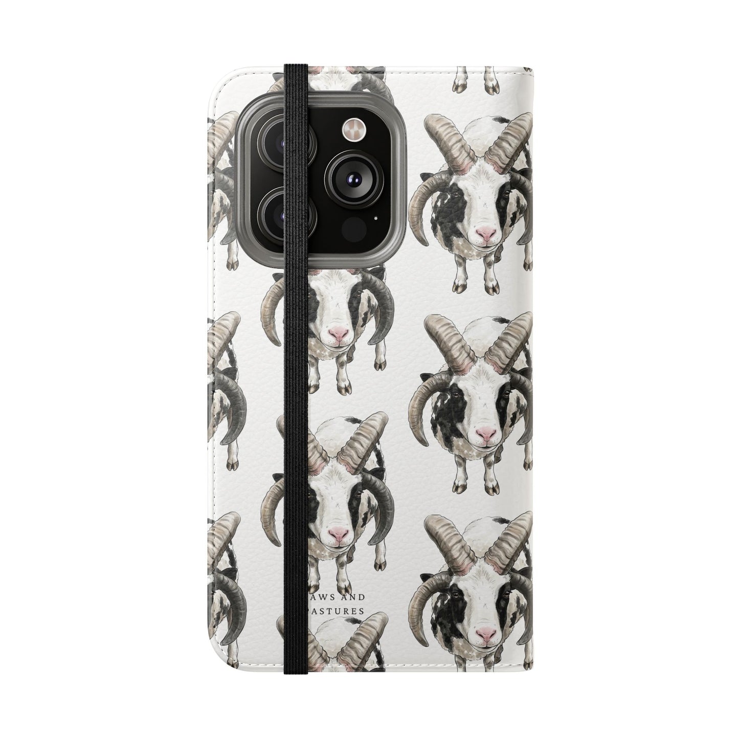 Jacob Sheep Pattern Flip Phone Case — Cute Farm Animal Wallet Cover