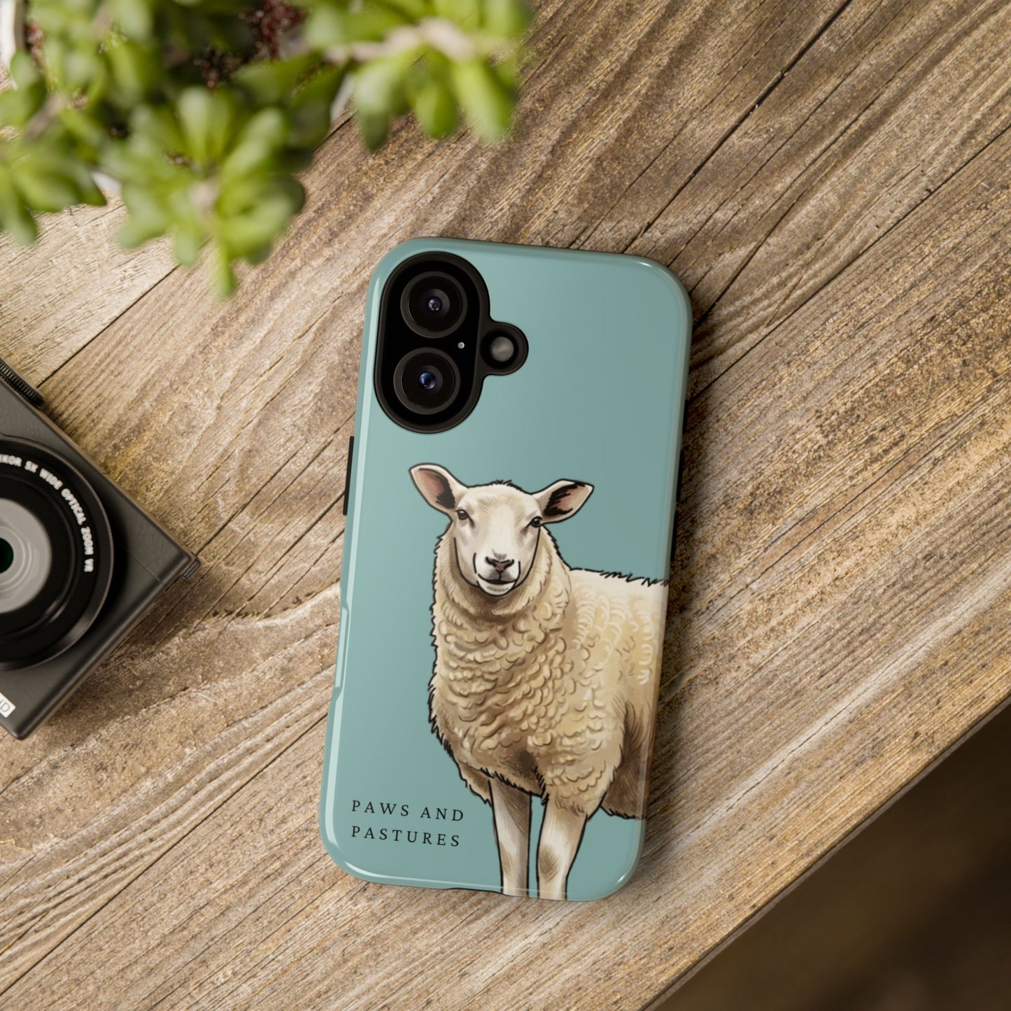 Teal Sheep Illustration Tough Phone Case