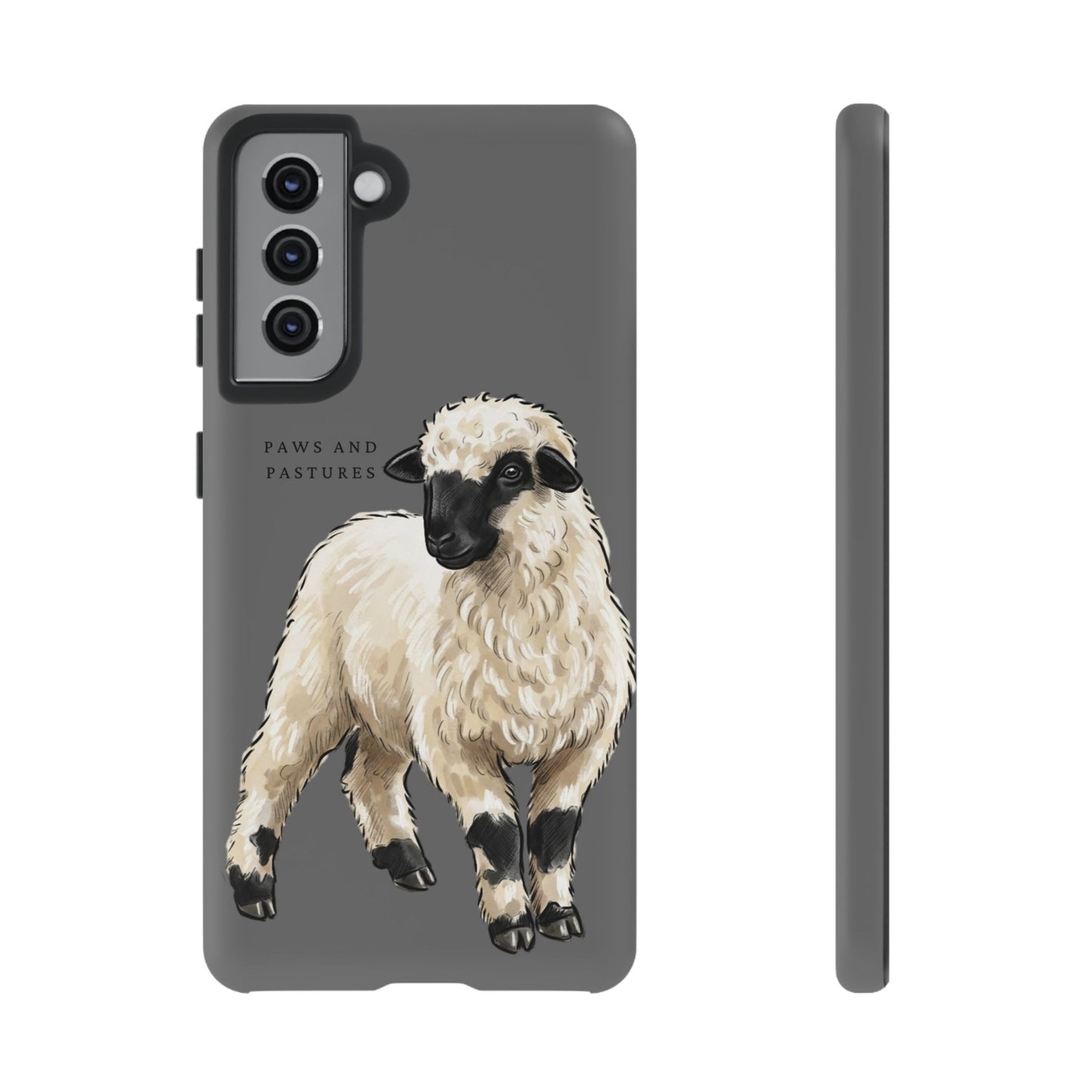 Grey Valais Blacknose Sheep Phone Case – 'Paws and Pastures' Cute Lamb Protective iPhone Cover