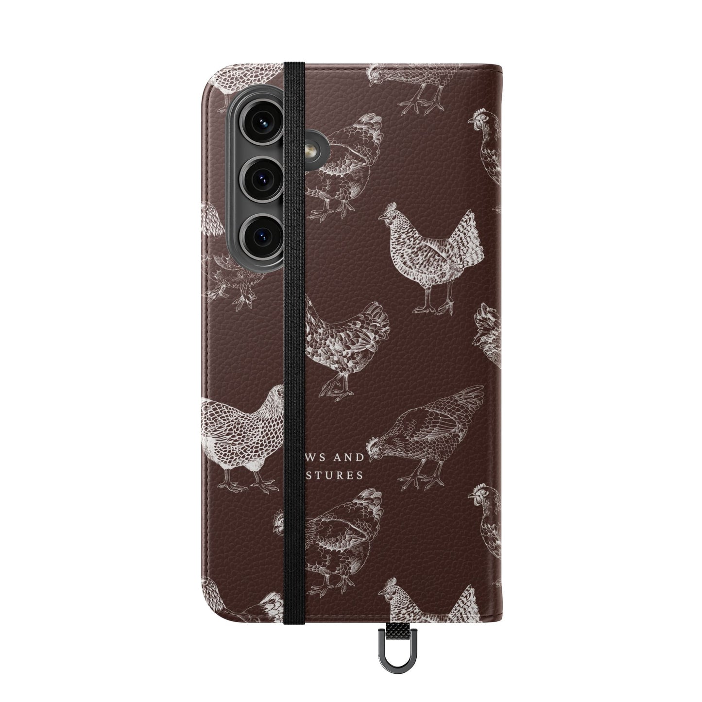 Chicken Pattern Flip Phone Case – Rustic Farmhouse Wallet Cover