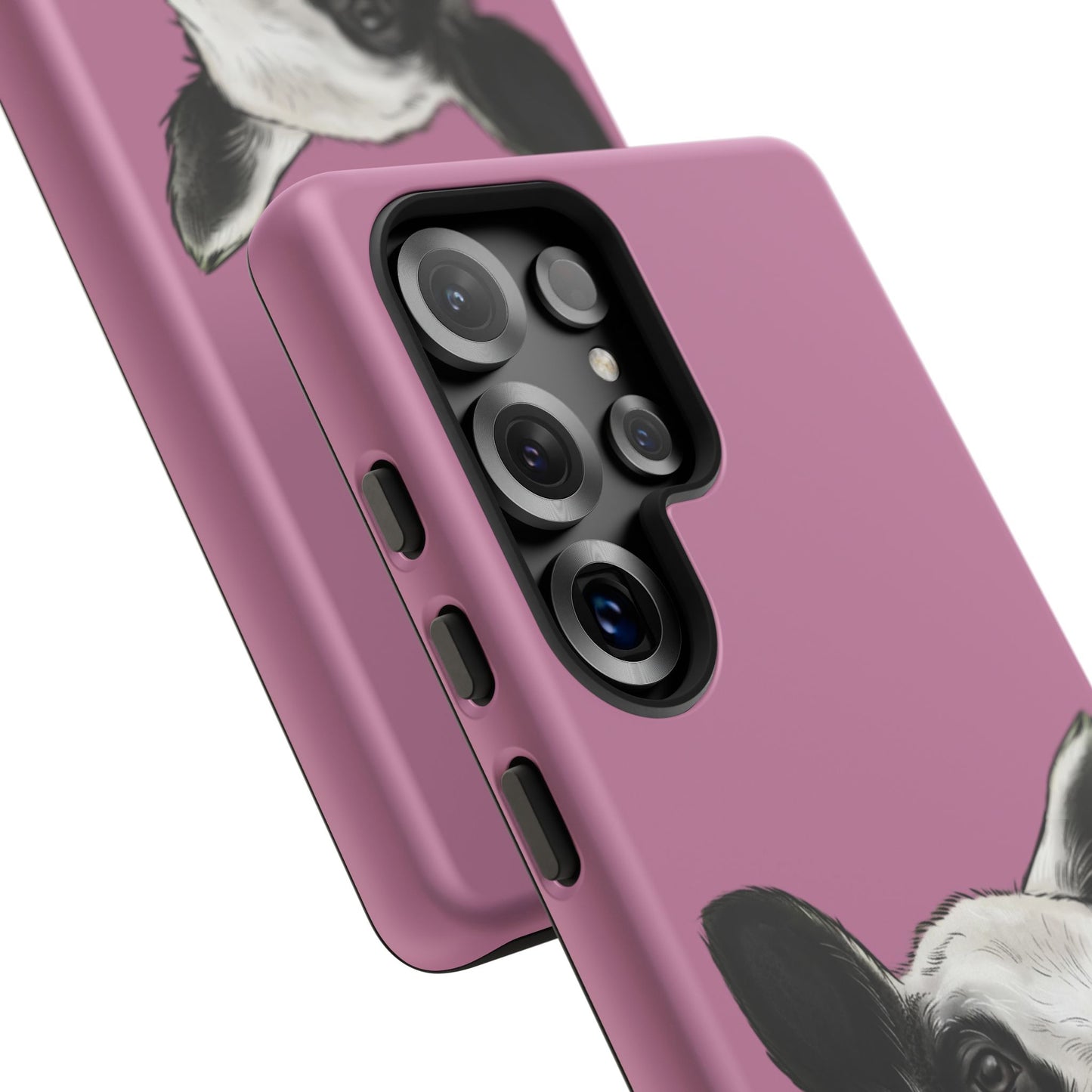 Pink Dutch Spotted Sheep Portrait Phone Case - Black & White Lamb Illustration Protective Cover