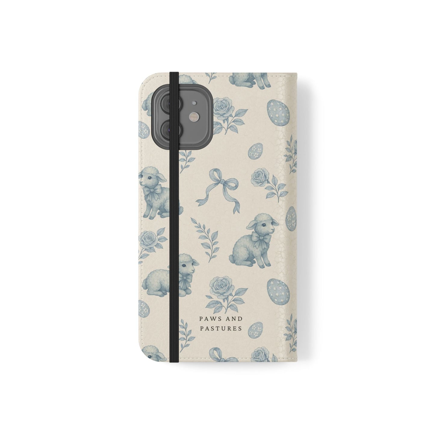 Flip Case — Pastel Blue Easter Lamb Pattern Phone Wallet