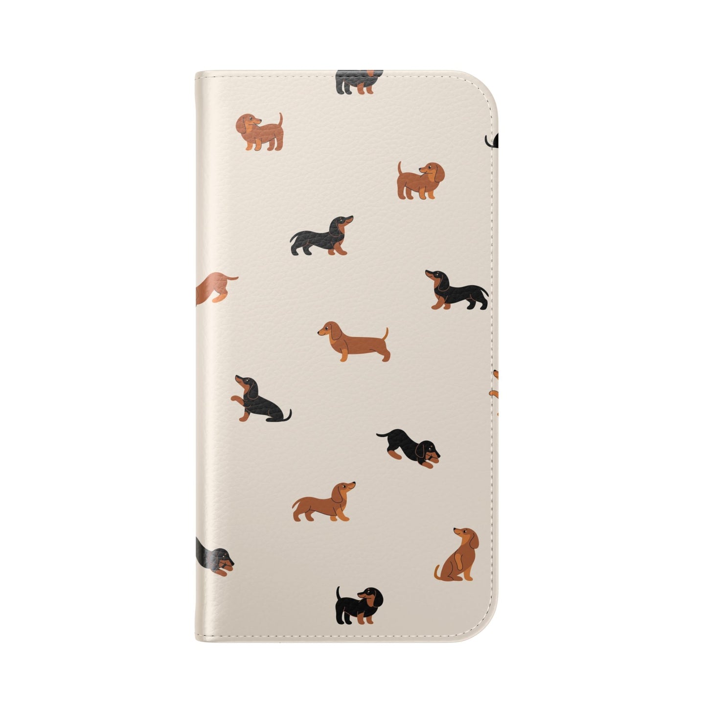 Dachshund Pattern Flip Phone Case — Wallet Folio with Card Slots