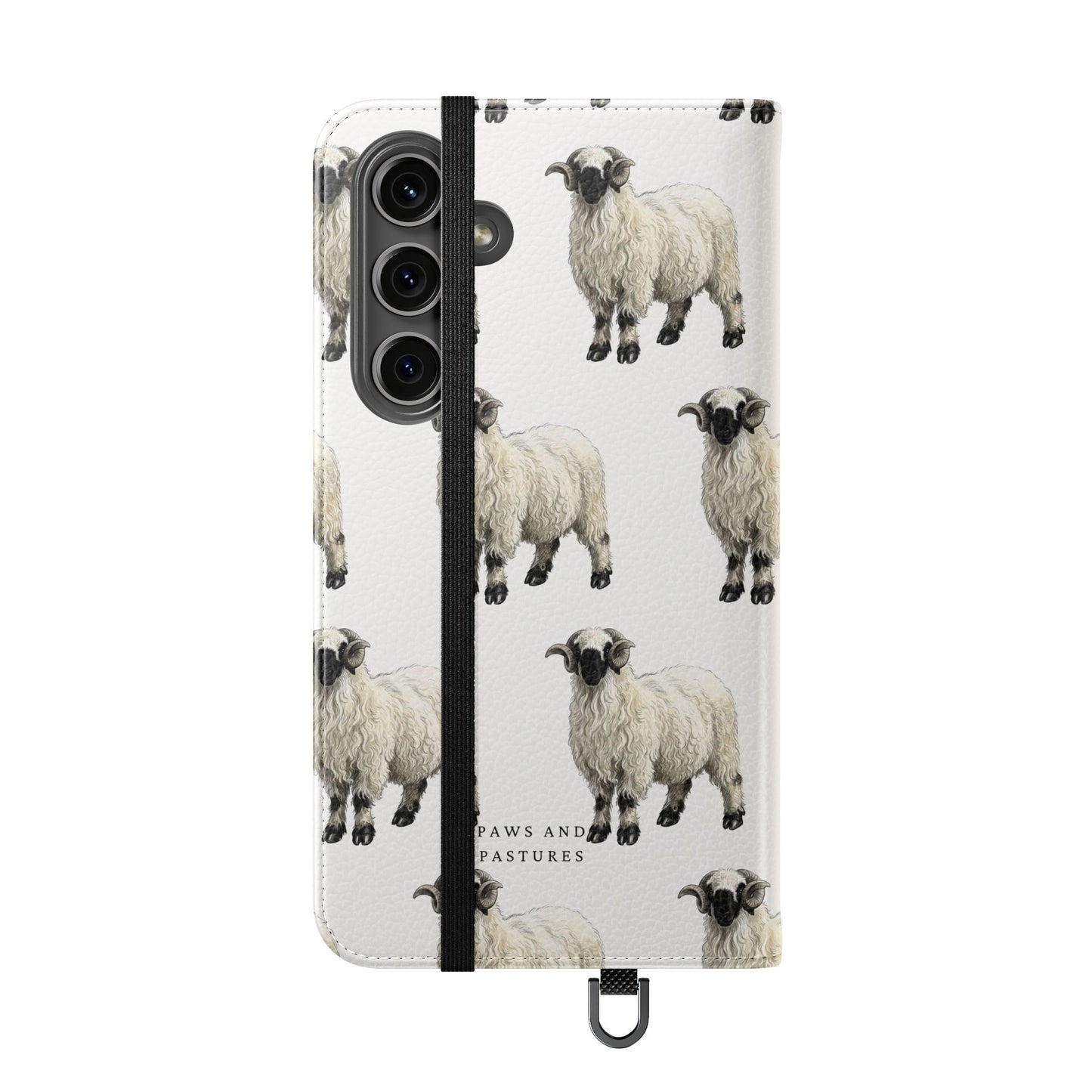 Valais Blacknose Sheep Pattern Flip Phone Case – Cute Farm Animal Wallet Cover